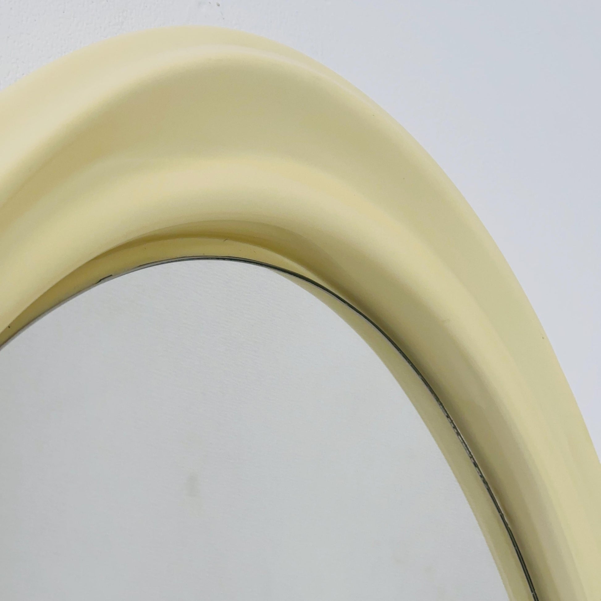 space age oval white cream wall mirror Germany 1970s