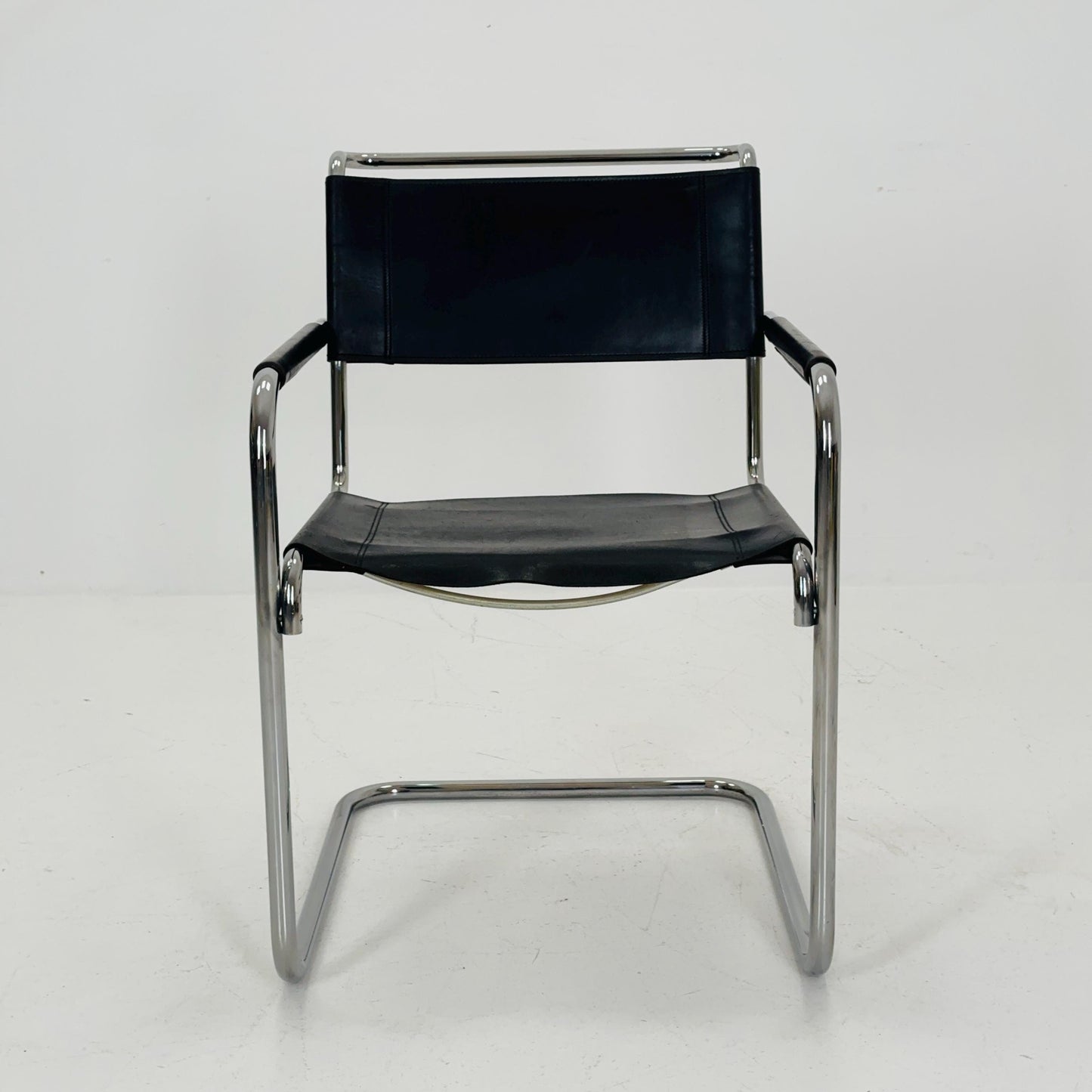 Iconic Black Leather S34 Cantilever Chair by Mart Stam for Thonet ,1980s
