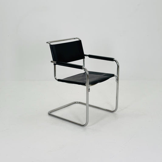 Iconic Black Leather S34 Cantilever Chair by Mart Stam for Thonet ,1980s