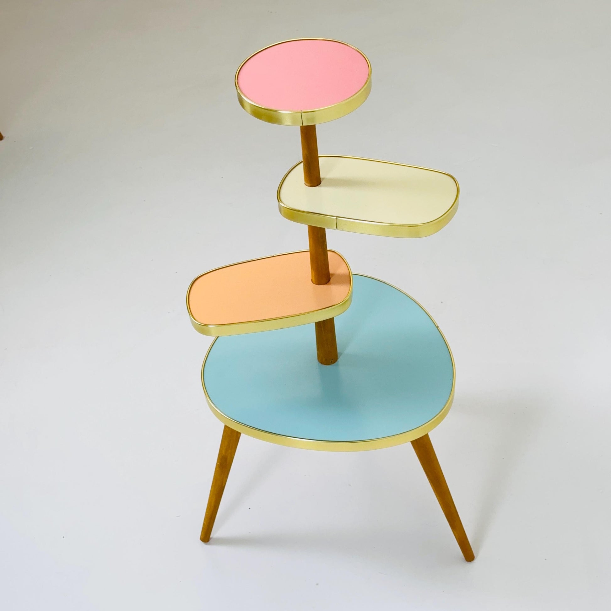 BIG German Plant Stand, Colorful Vintage Mid-Century Minimalist Indoor Plant Stand Side Table Retro flower table