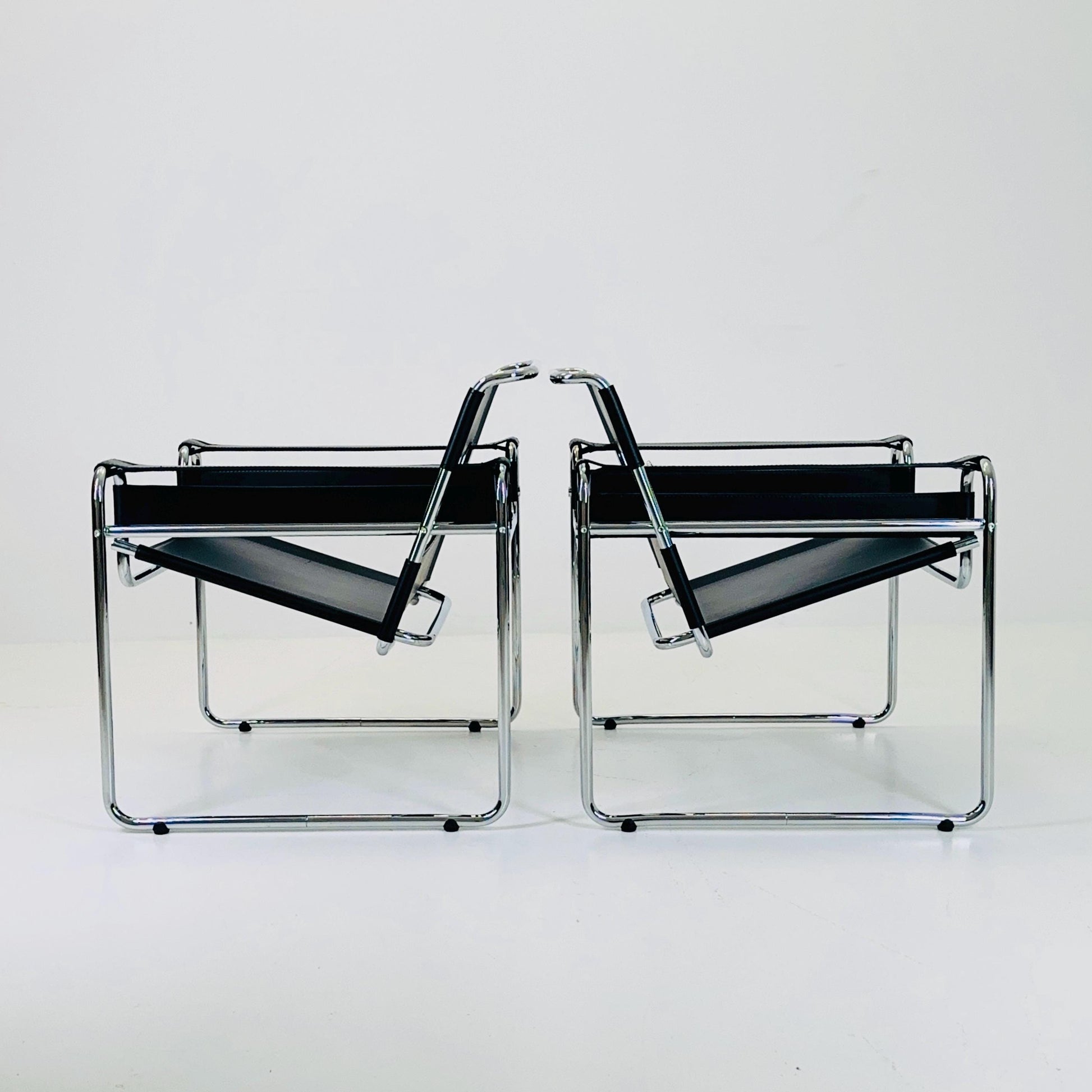 1 of 2 Mid century black B3 WASSILY Lounge armchair by Marcel Brauer 1990s Italy