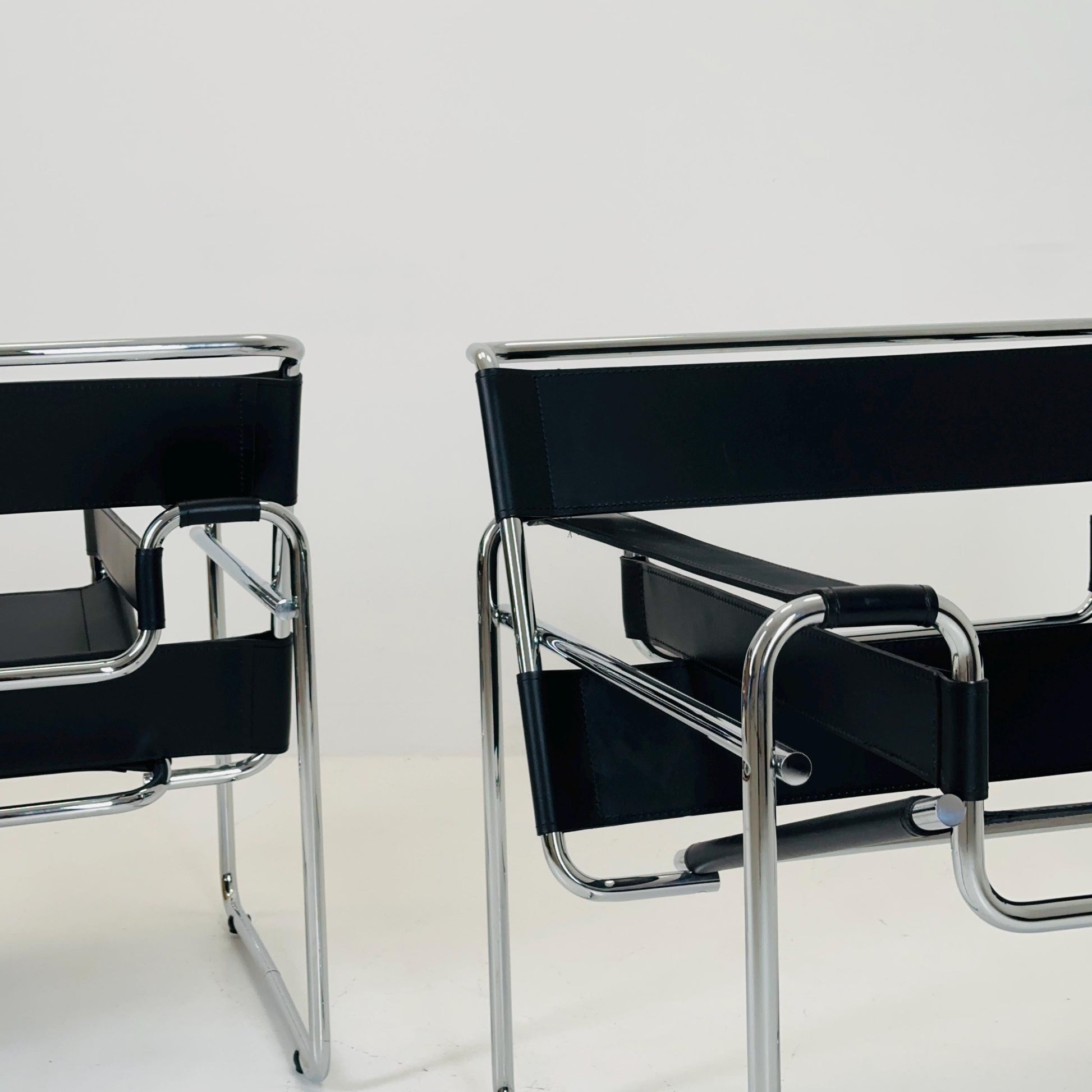 1 of 2 Mid century black B3 WASSILY Lounge armchair by Marcel Brauer 1990s Italy