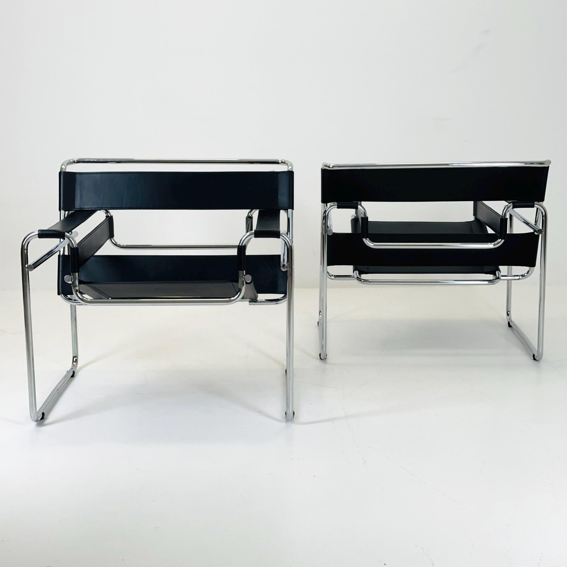 1 of 2 Mid century black B3 WASSILY Lounge armchair by Marcel Brauer 1990s Italy
