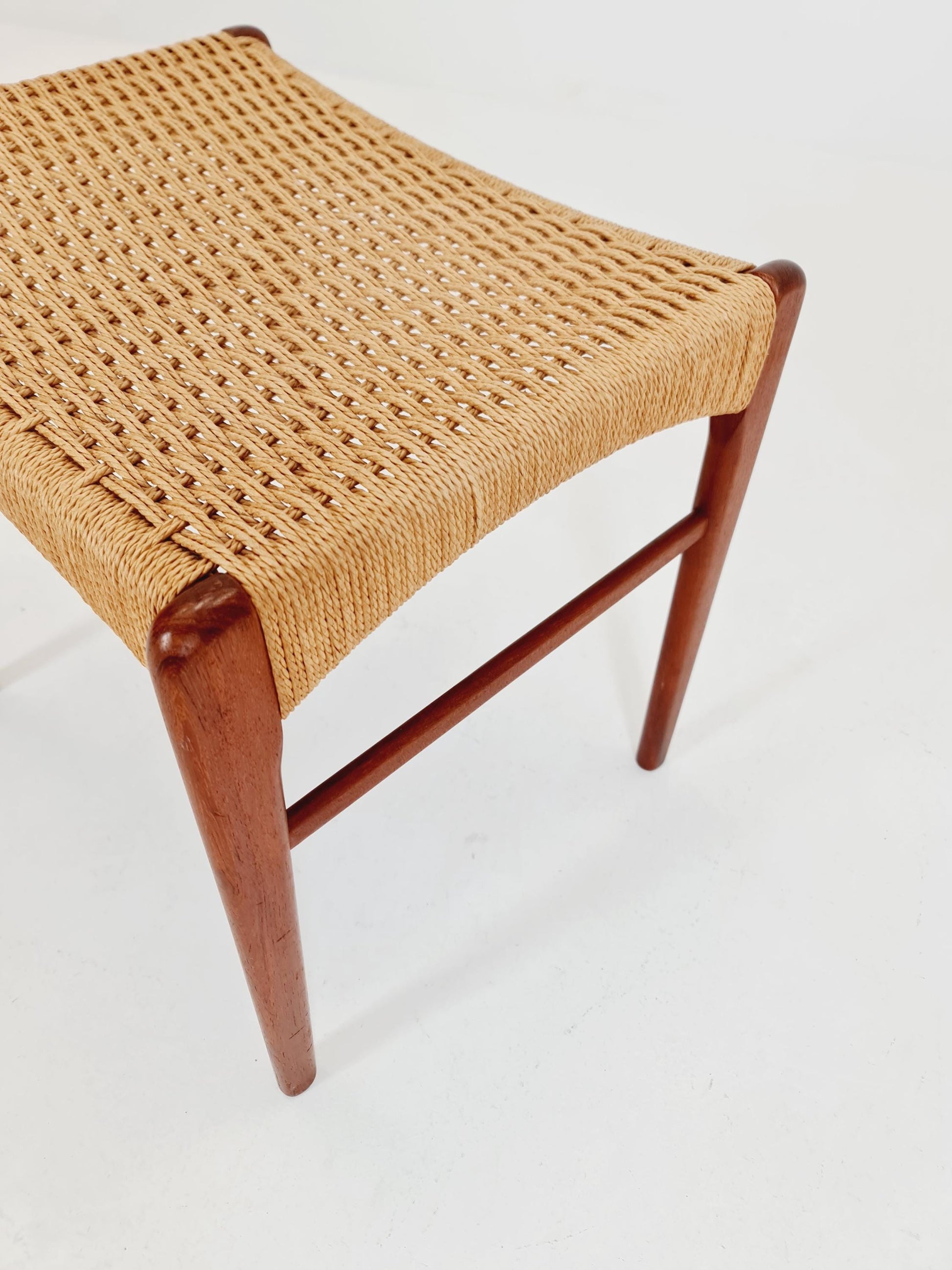 Vintage Danish teak dining stool ottoman by Niels Otto Møller , 1960s