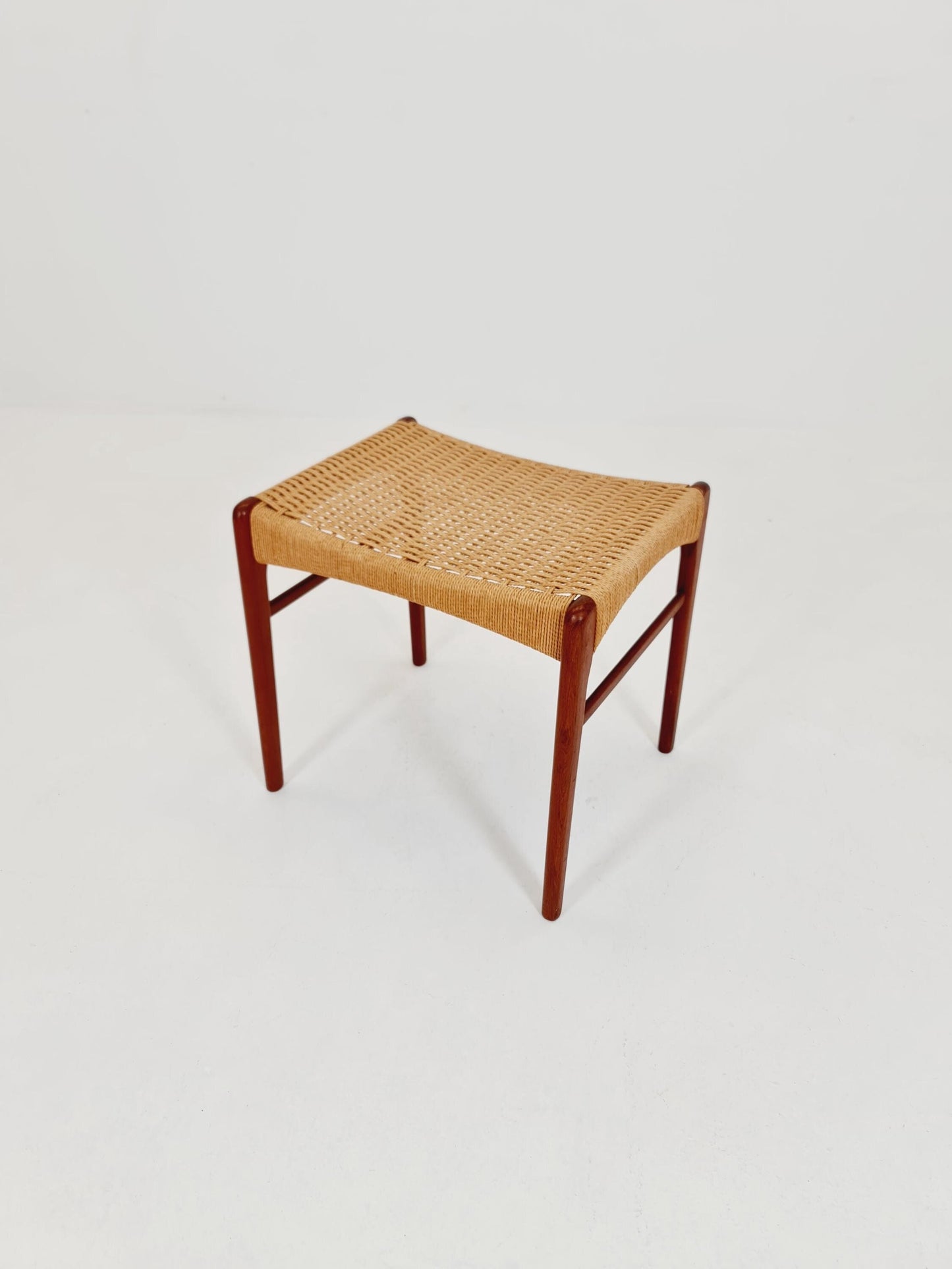 Vintage Danish teak dining stool ottoman by Niels Otto Møller , 1960s