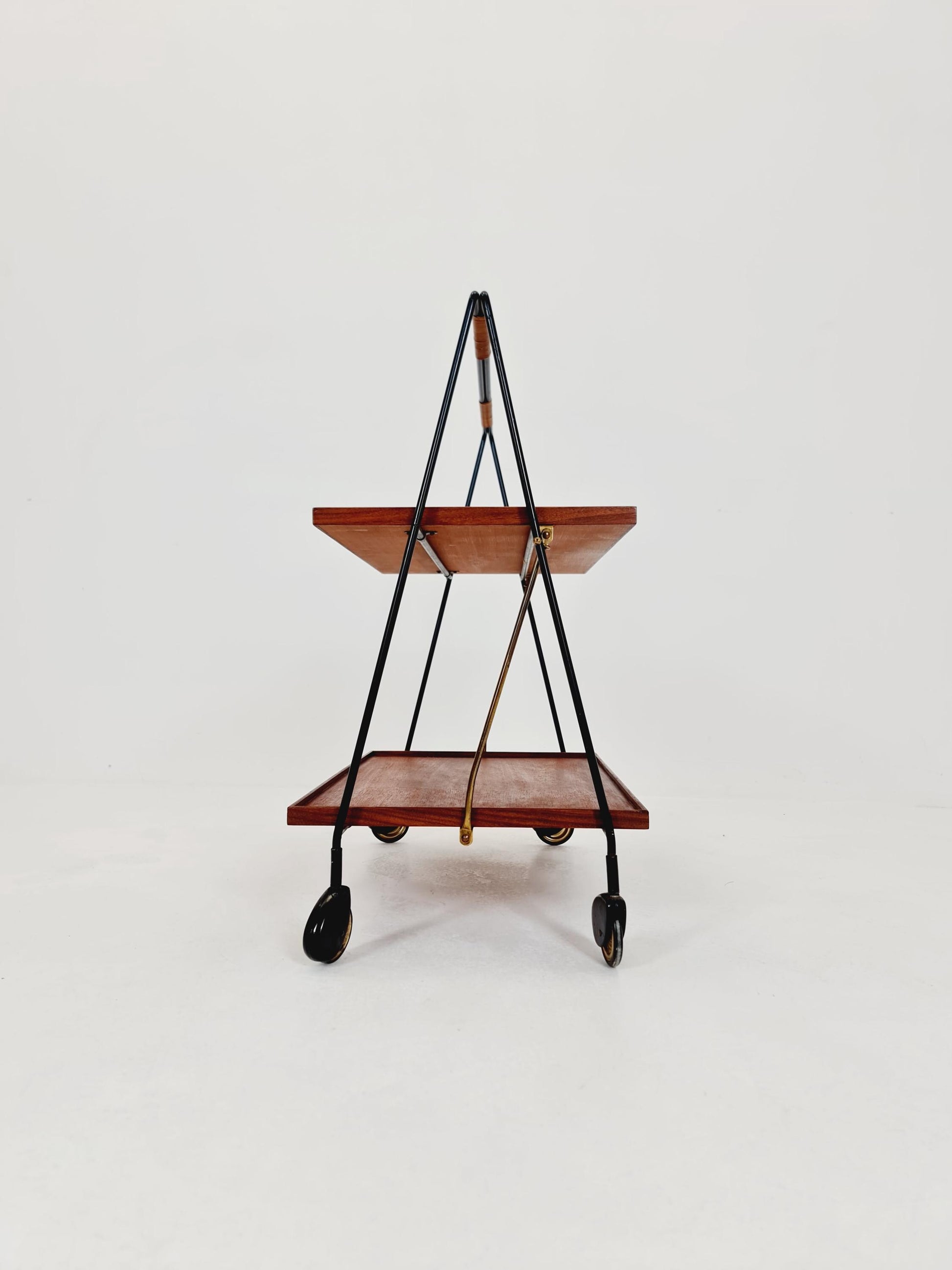 Vintage Danish mid century trolley bar cart in teak & metal , 1960s