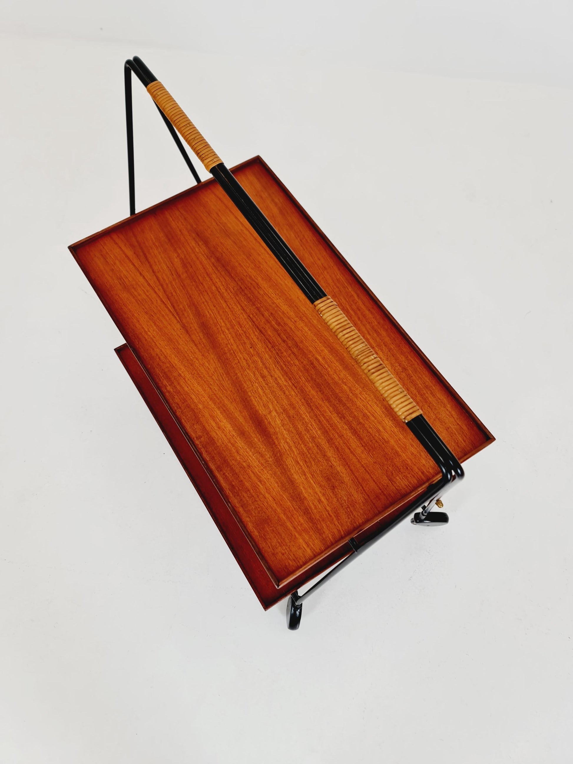 Vintage Danish mid century trolley bar cart in teak & metal , 1960s