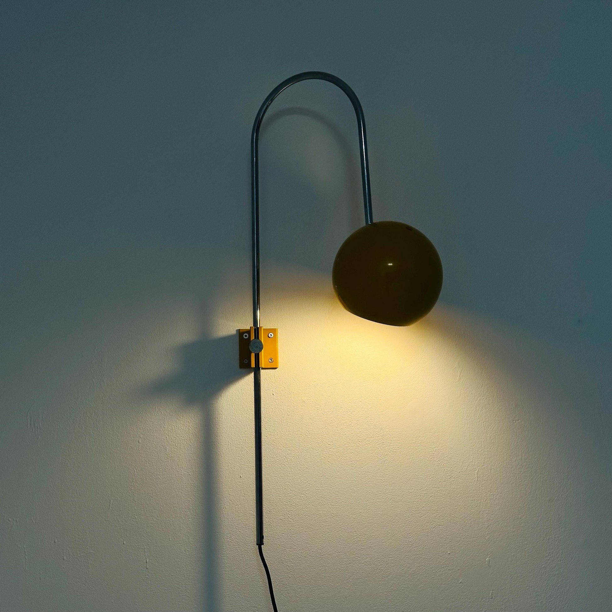 Space age Adjustable Wall Lamp by Kontakt-Werkstätten, Yellow Mid-Century Modern Light ,1970s