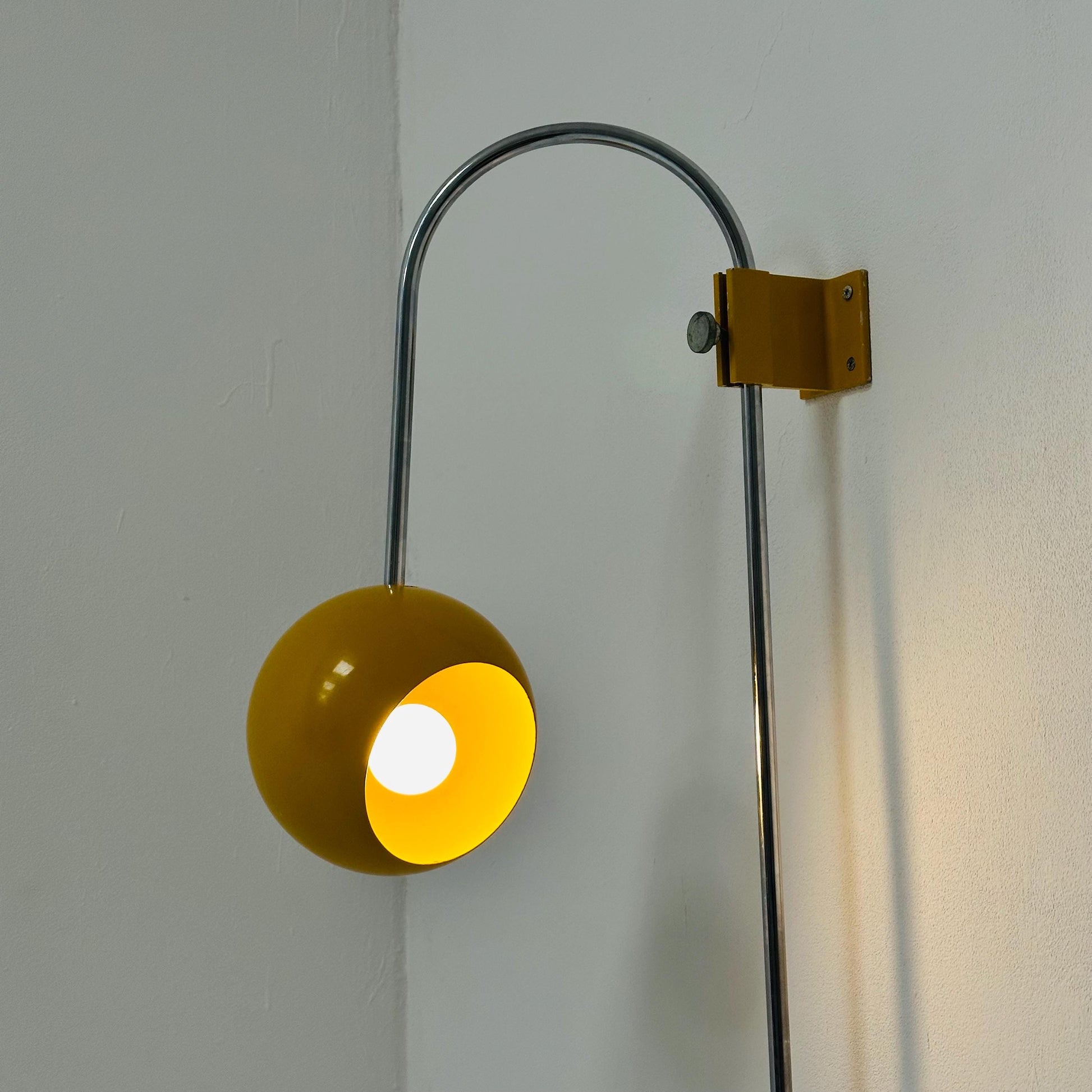 Space age Adjustable Wall Lamp by Kontakt-Werkstätten, Yellow Mid-Century Modern Light ,1970s