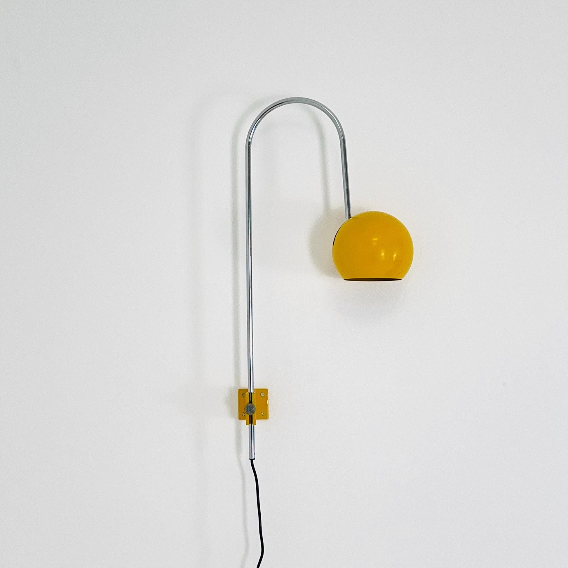 Space age Adjustable Wall Lamp by Kontakt-Werkstätten, Yellow Mid-Century Modern Light ,1970s