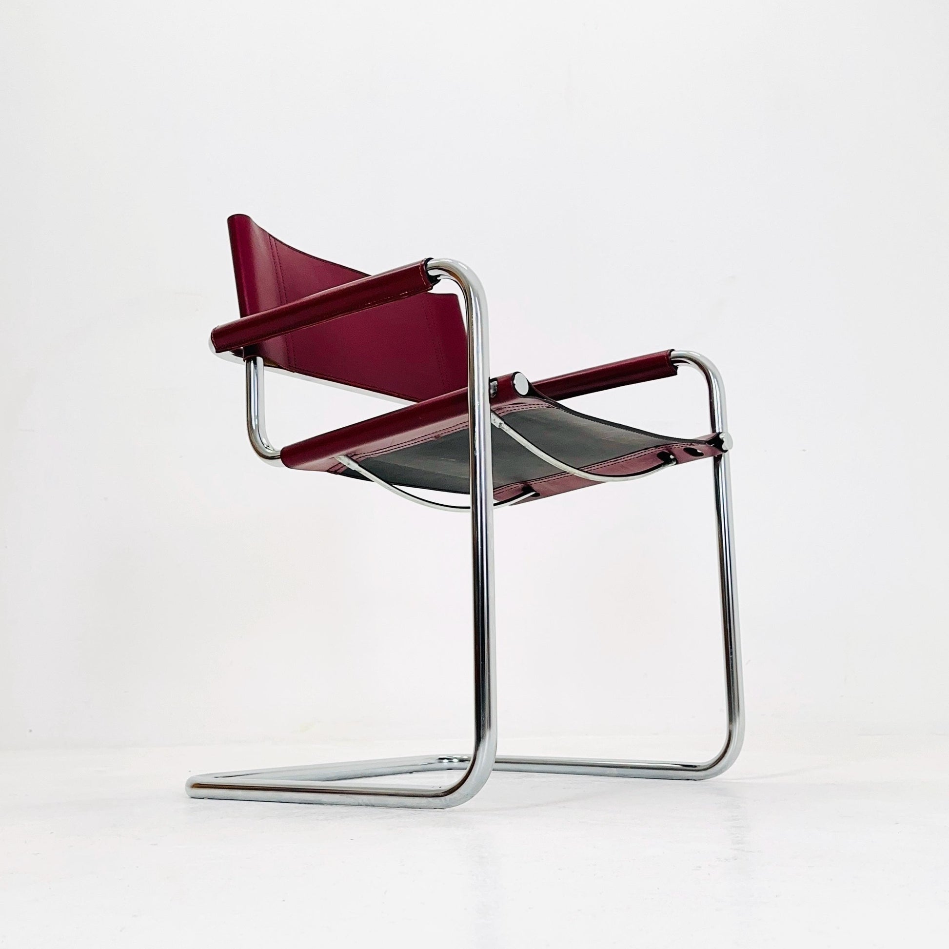 Mid century wine red Model MG5 Centro Studi wine red chair by Mart Stam & Marcel Breuer , 1970s