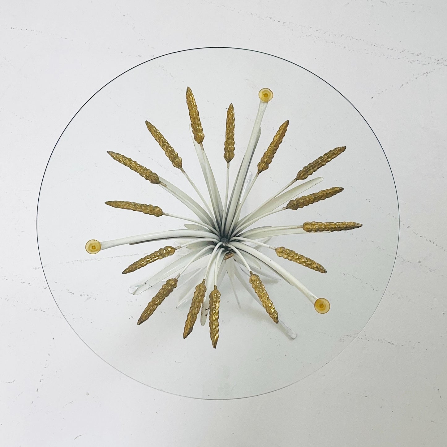 Hollywood Regency Hans Kögl Coffee Table in Wheatsheaf Look in White & Gold, 1960s