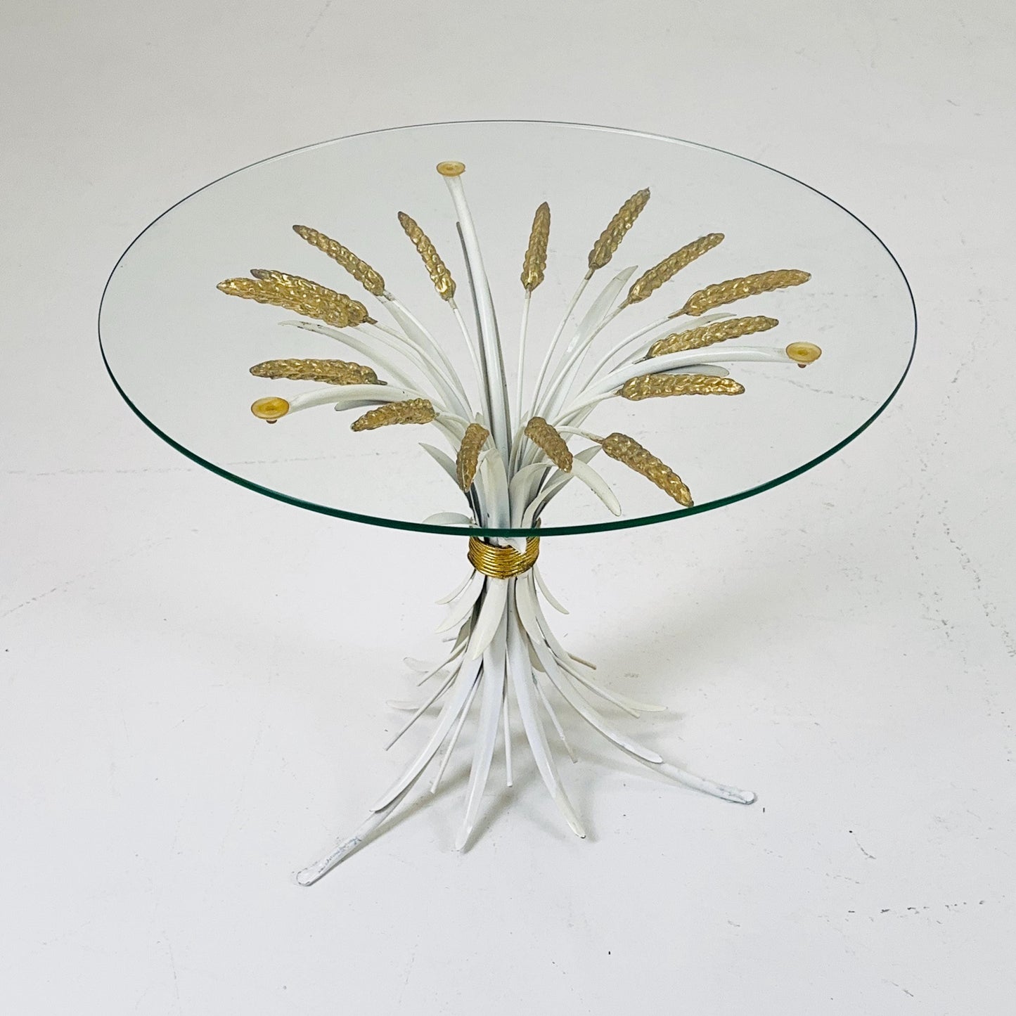 Hollywood Regency Hans Kögl Coffee Table in Wheatsheaf Look in White & Gold, 1960s