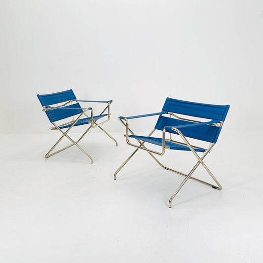 1 of 2 Mid century Folding Bauhaus D4 Fabric armchair by Marcel Breuer for Tecta Germany , 1980s