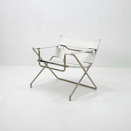 Mid century Folding Bauhaus D4 leather armchair by Marcel Breuer for Tecta, 1960s