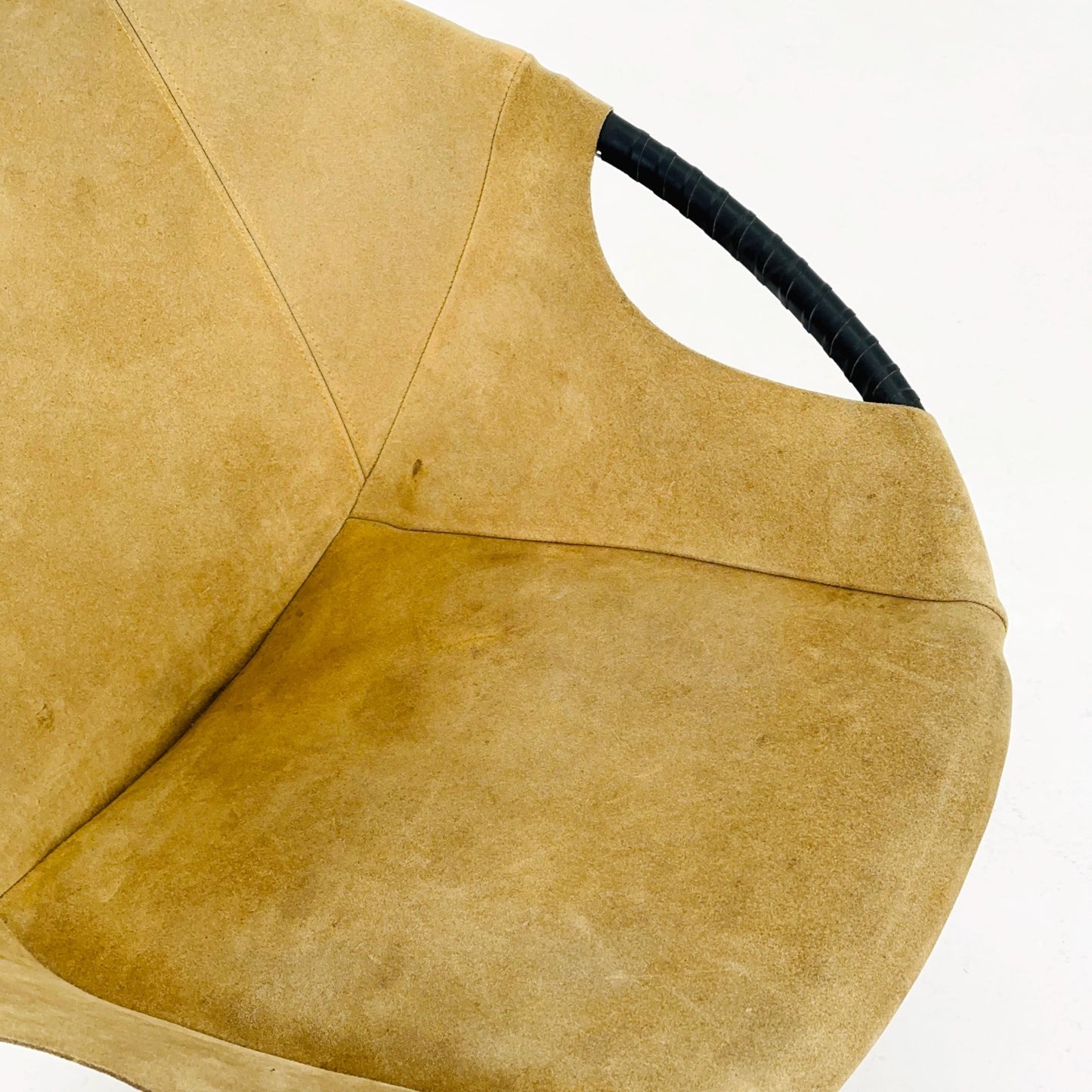 Mid century Suede Lounge Chair with Black Iron Frame , Mcm Design Germany 1960s