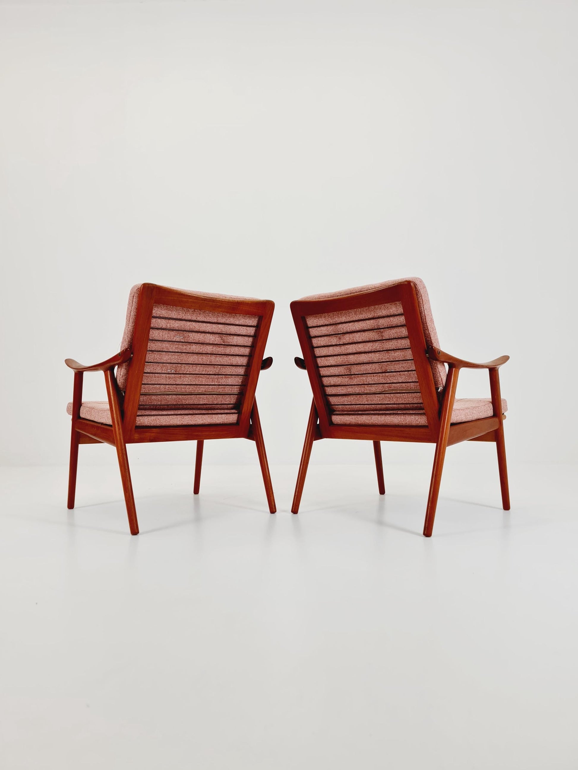 1 of 2 Mid-century Rare Scandinavian solid teak lounge chair By Fredrik Kayser for Vante , 1950s