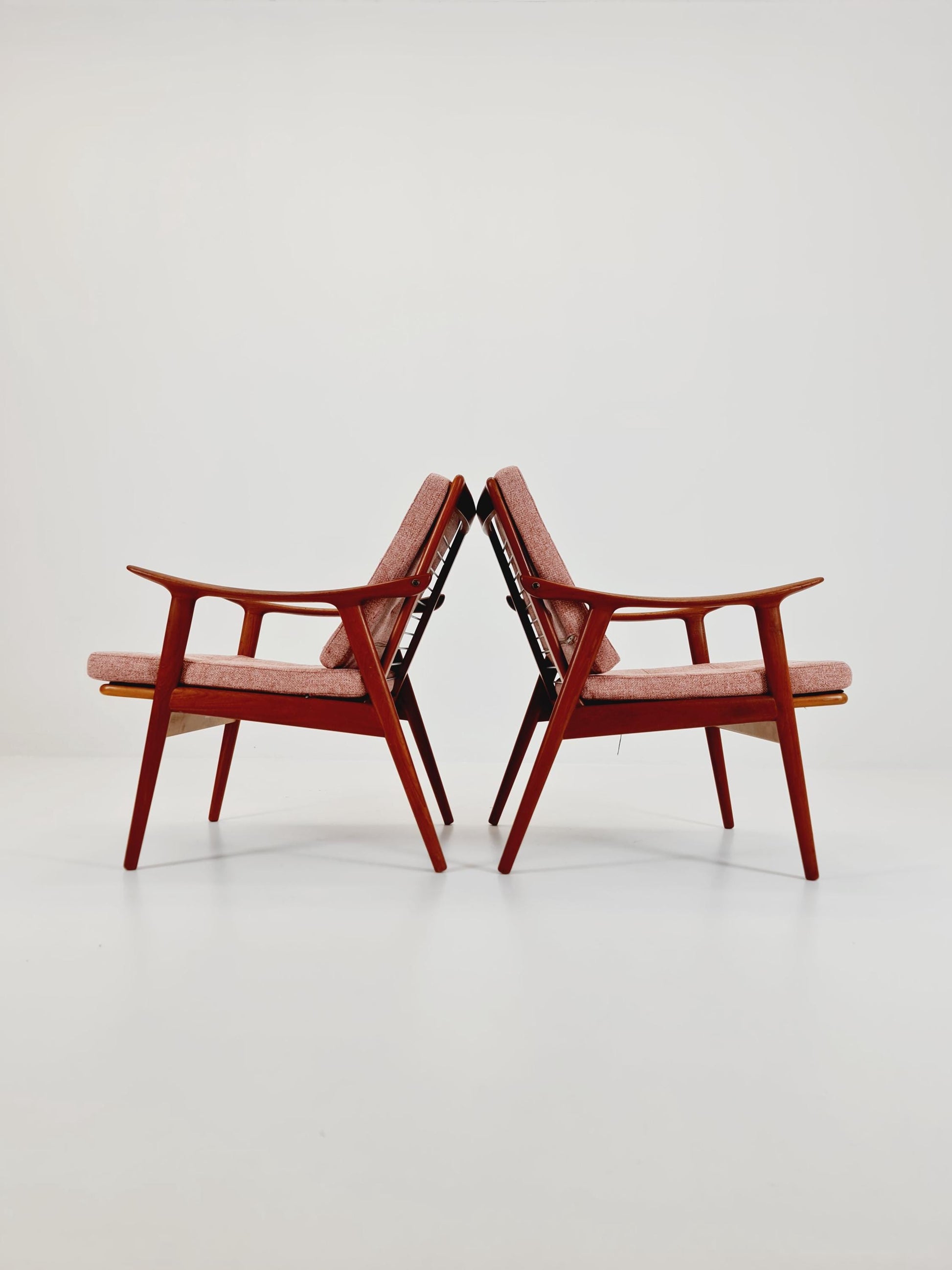1 of 2 Mid-century Rare Scandinavian solid teak lounge chair By Fredrik Kayser for Vante , 1950s
