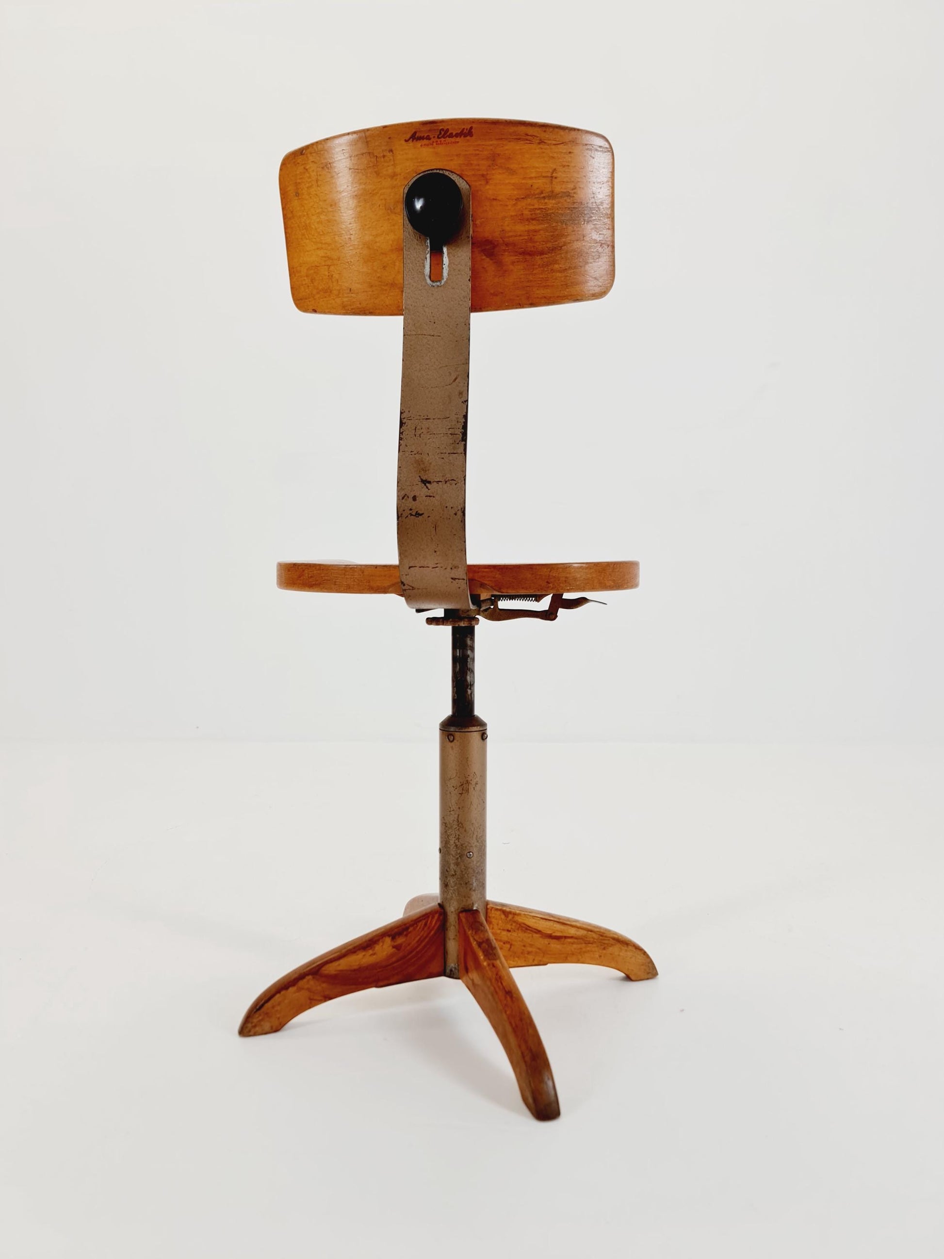 Bauhaus swivel office chair in solid wood By Ama Elastik Modell 325 ,1930s