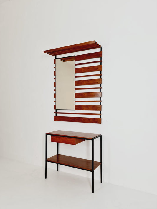 Germany Mid Century Set coat rack/ hallway wall wardrobe/ With Mirorr, Flor Cabinet 1960s