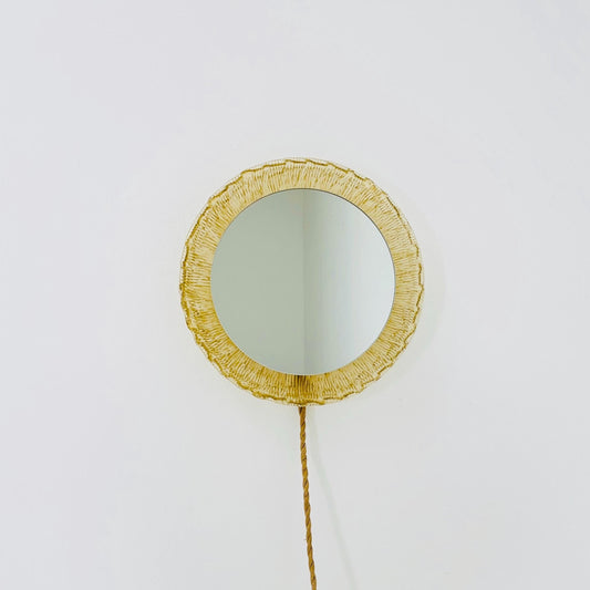 Mid-Century baklite ice glass Oval large mirror by Em Germany 1960s