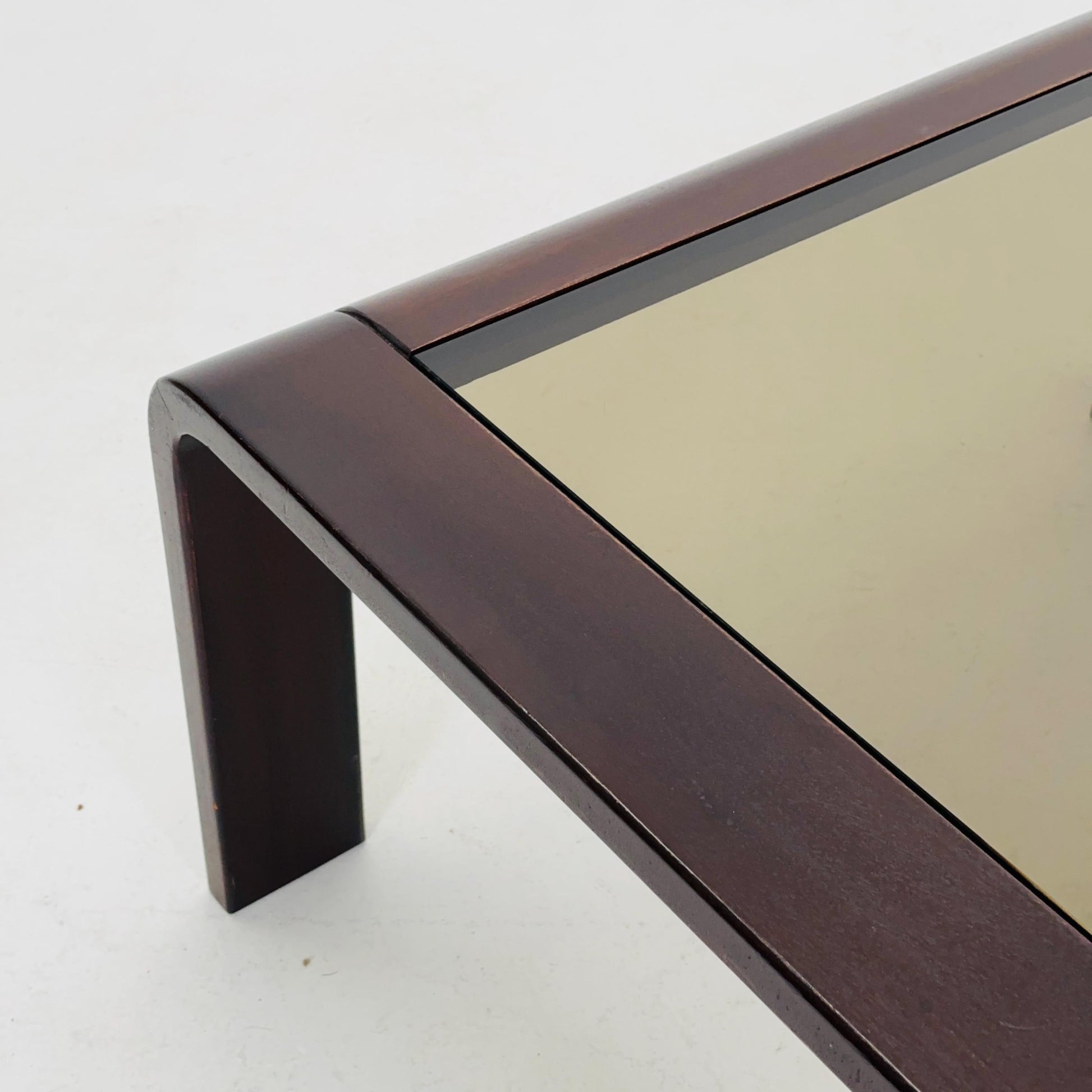 Mid-Century Wooden Coffee Table with Curved Edges and Smoked Glass Top, 1960s Germany