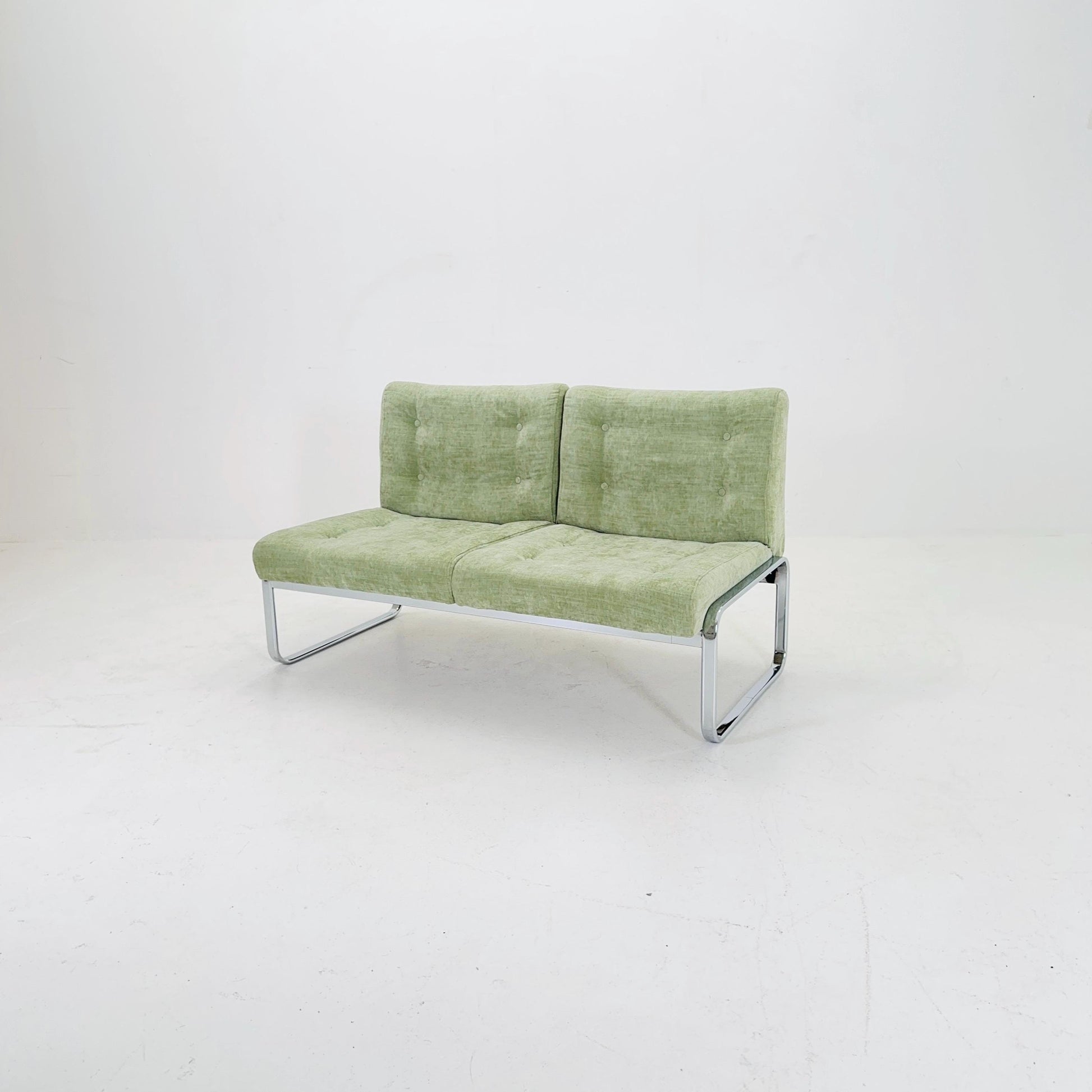 Mid-Century Modern sofa by RH Design, Bauhaus design light green fabric Italy 1980s