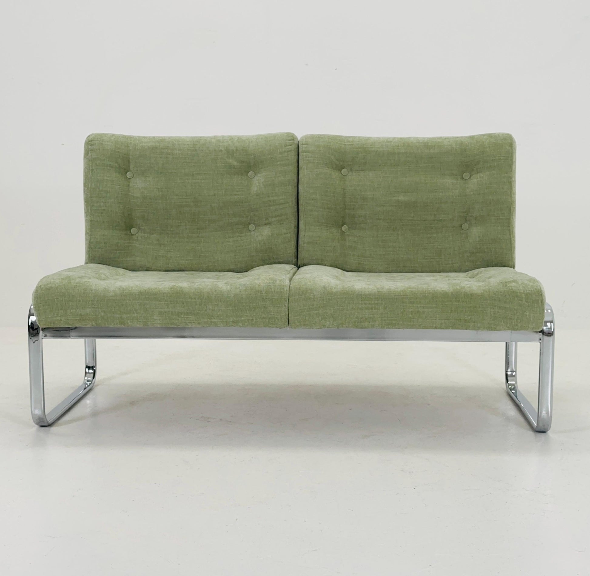 Mid-Century Modern sofa by RH Design, Bauhaus design light green fabric Italy 1980s