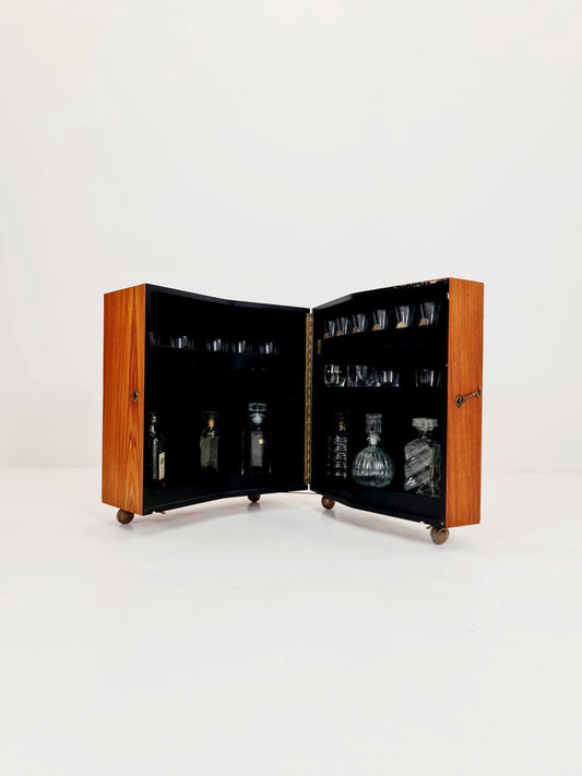 Super rare Danish mid century bar cart trolley By Jorgen Clausen for Brande in Teak , 1960s