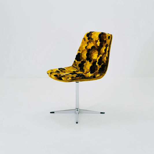 Mid century Swivel Chair with Retro Spaceage Floral Upholstery - Germany 1970s