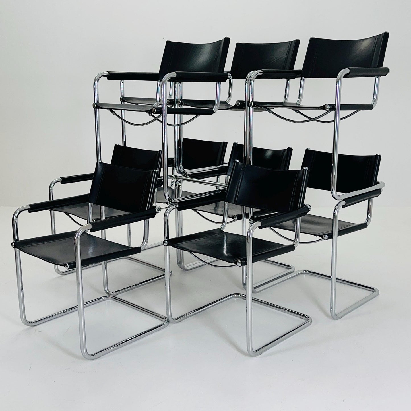 1 of 10 Mid century B34 Matteo Grassi Mg5 black leather cantilever chair by Mart Stam italy 1980s