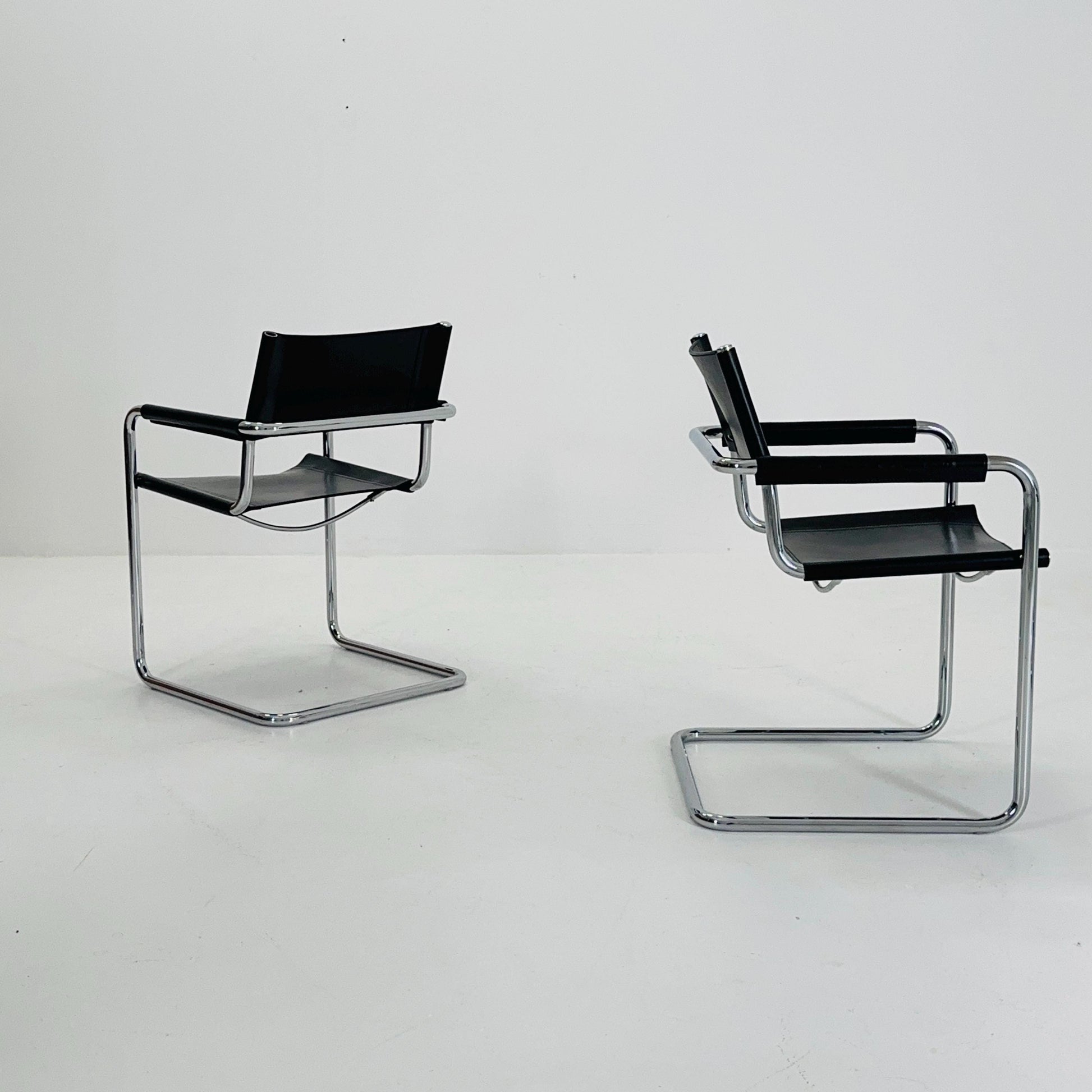 1 of 10 Mid century B34 Matteo Grassi Mg5 black leather cantilever chair by Mart Stam italy 1980s