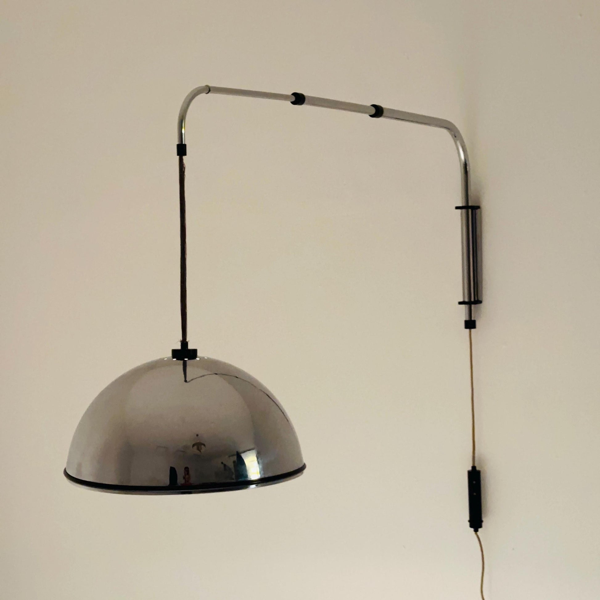 Mid century Wall-Mounted Adjustable Pendant Lamp | Height & Length | Bauhaus design, 1980s Italy