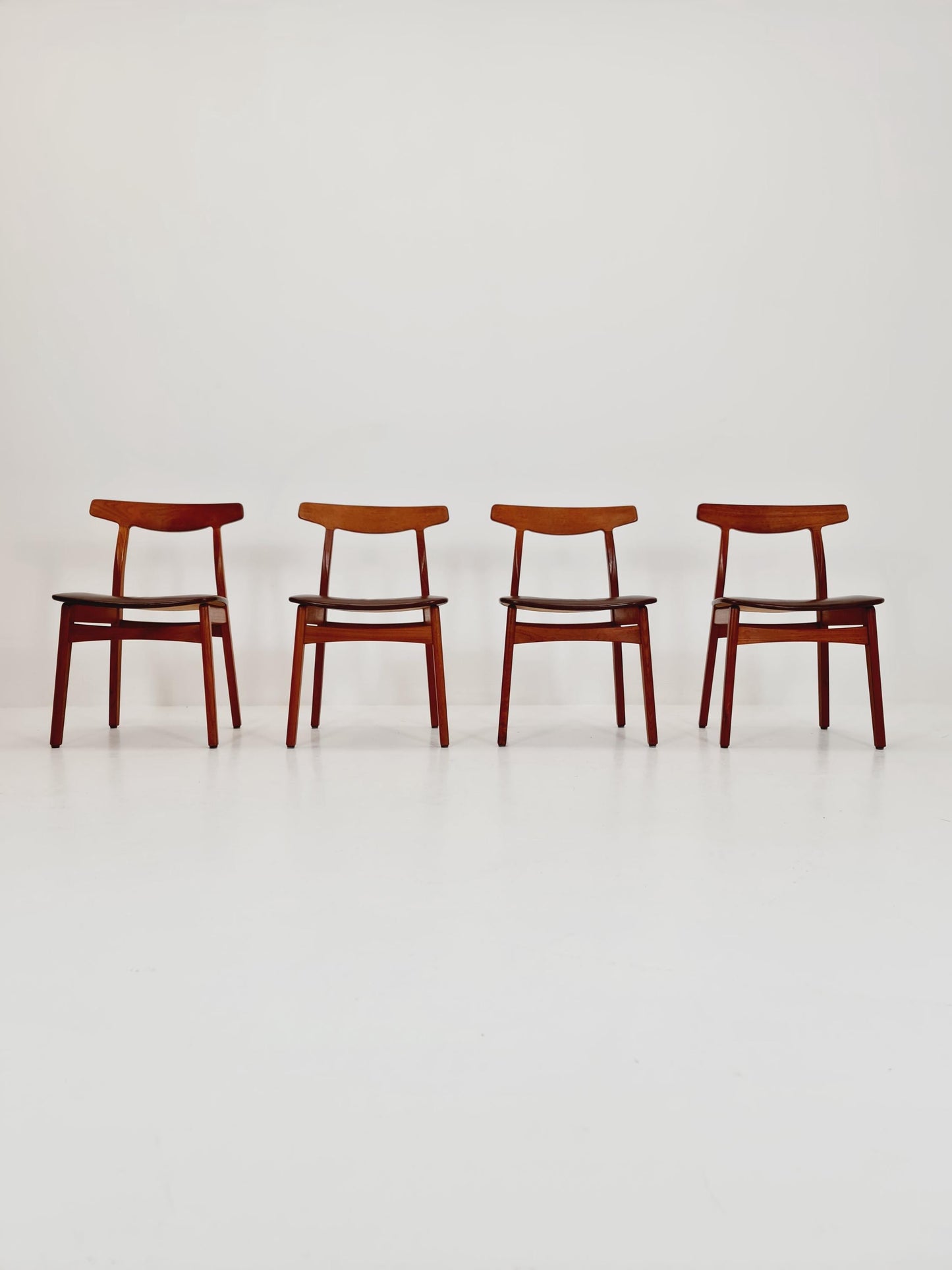 Mid Century Dansih Teak and Leather chair by Henning kaernulf , 1960s Set of 4