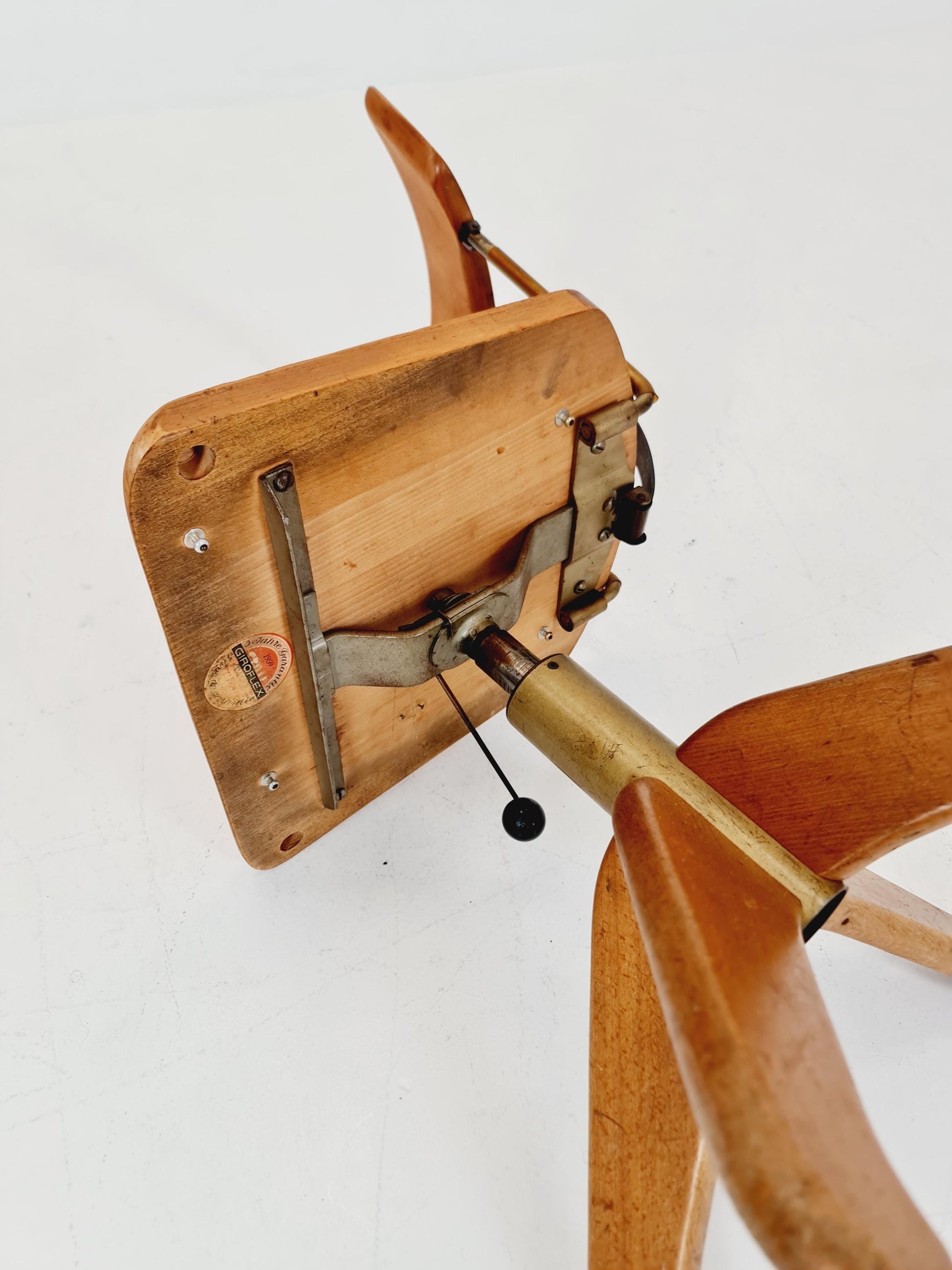 Bauhaus swivel office chair in solid wood By Stoll Giroflex ,1950s