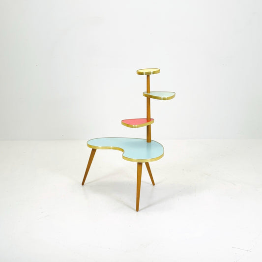 BIG 1950s German Plant Stand, Colorful Vintage Mid-Century Minimalist Indoor Plant Stand Side Table Retro flower table