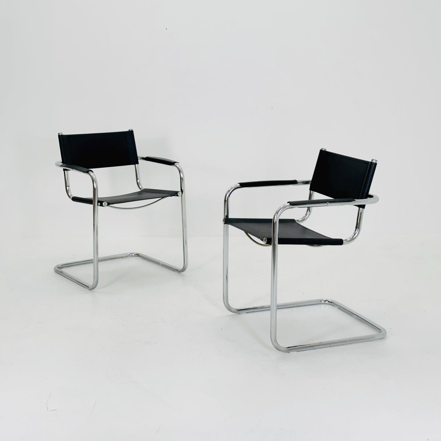 1 of 6 Mid Century iconic Mart Stam S34 armchair / Bauhaus chrome tube steel and leather / 80s vintage cantilever chair s43