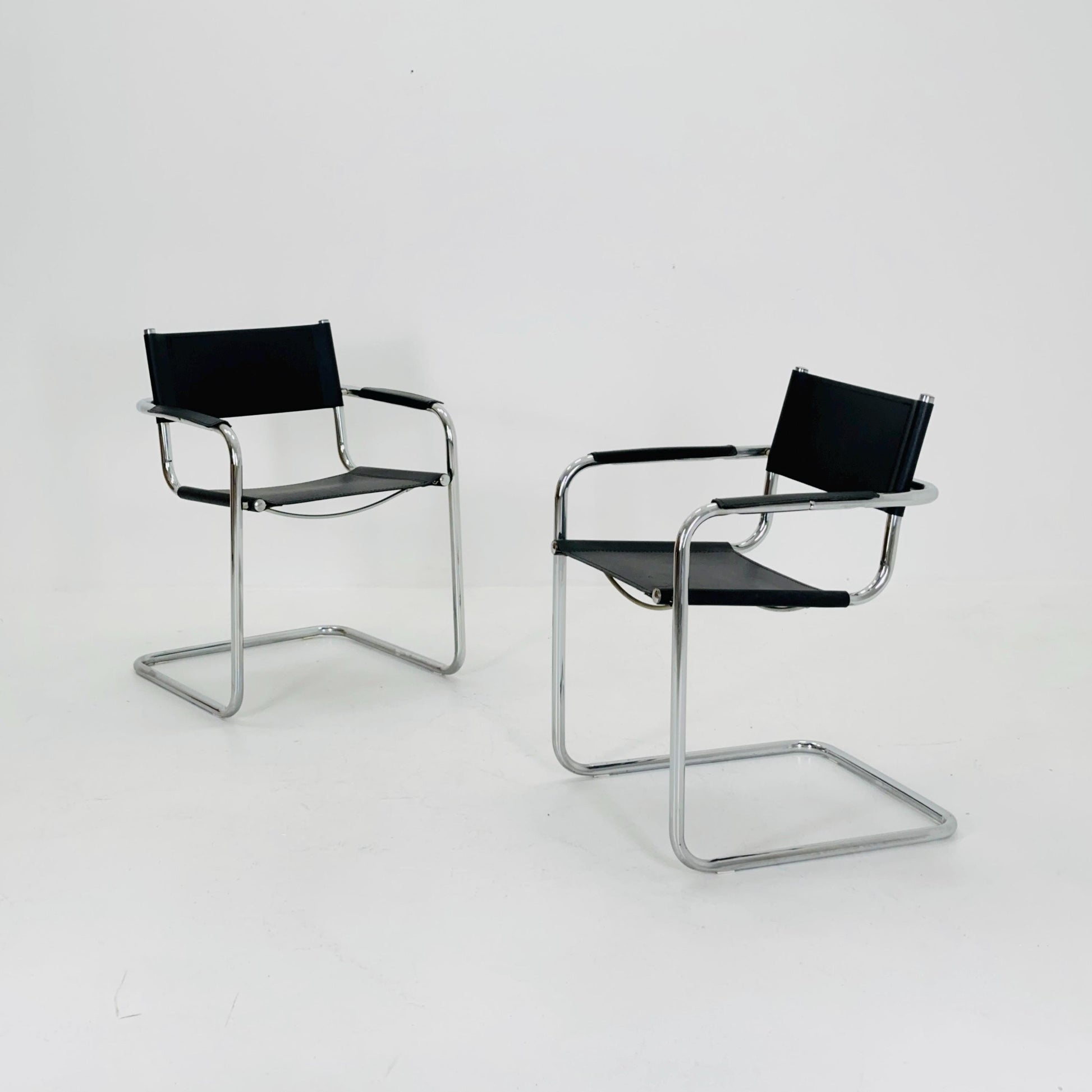 1 of 6 Mid Century iconic Mart Stam S34 armchair / Bauhaus chrome tube steel and leather / 80s vintage cantilever chair s43