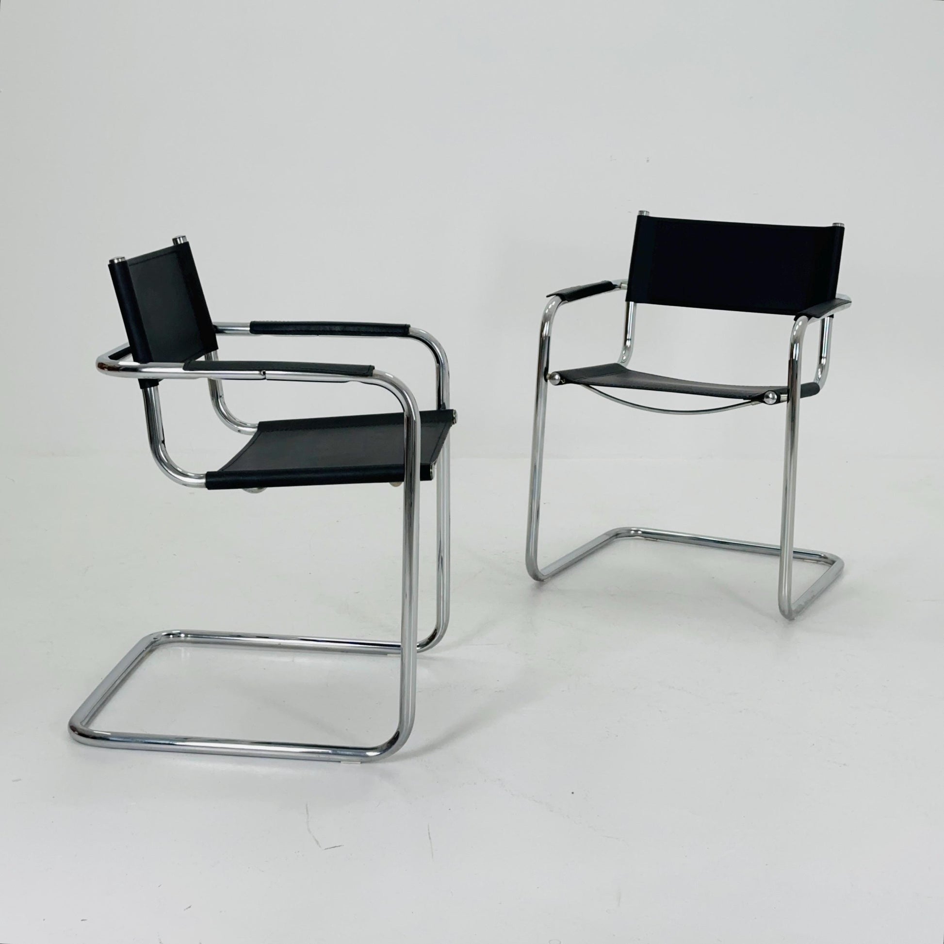 1 of 6 Mid Century iconic Mart Stam S34 armchair / Bauhaus chrome tube steel and leather / 80s vintage cantilever chair s43
