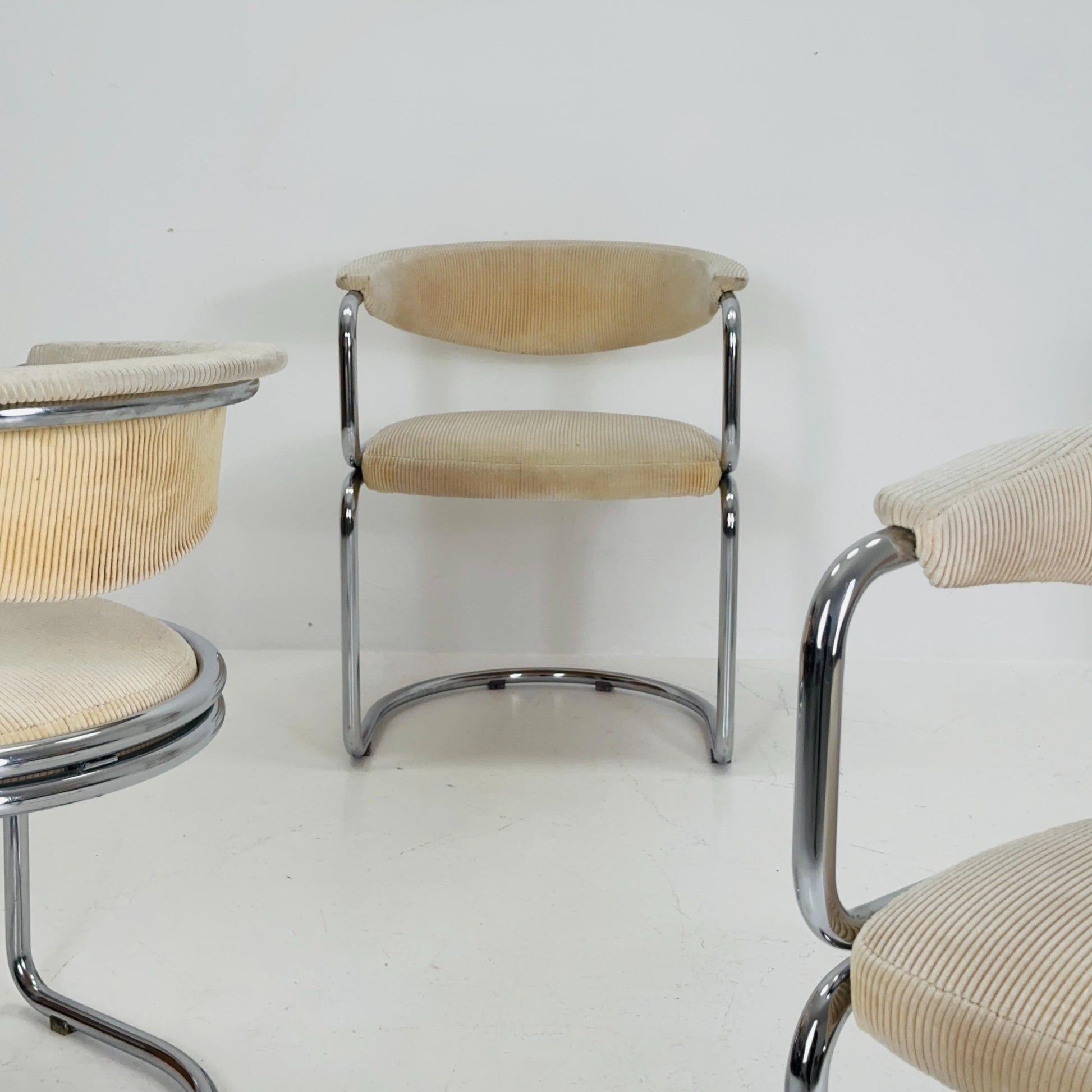 Set of 4 Mid century Italian Tricia Guild Series velvet beige Armchairs 1970s Switzerland