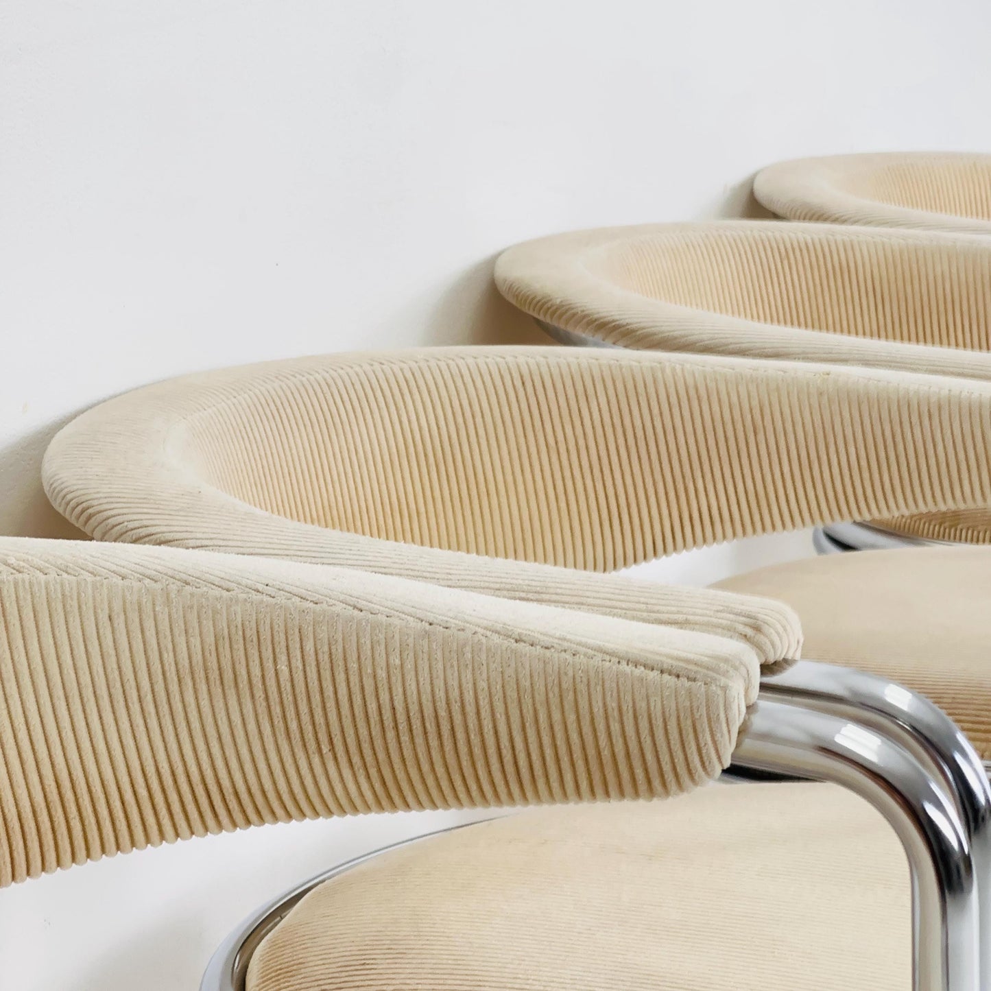 Set of 4 Mid century Italian Tricia Guild Series velvet beige Armchairs 1970s Switzerland