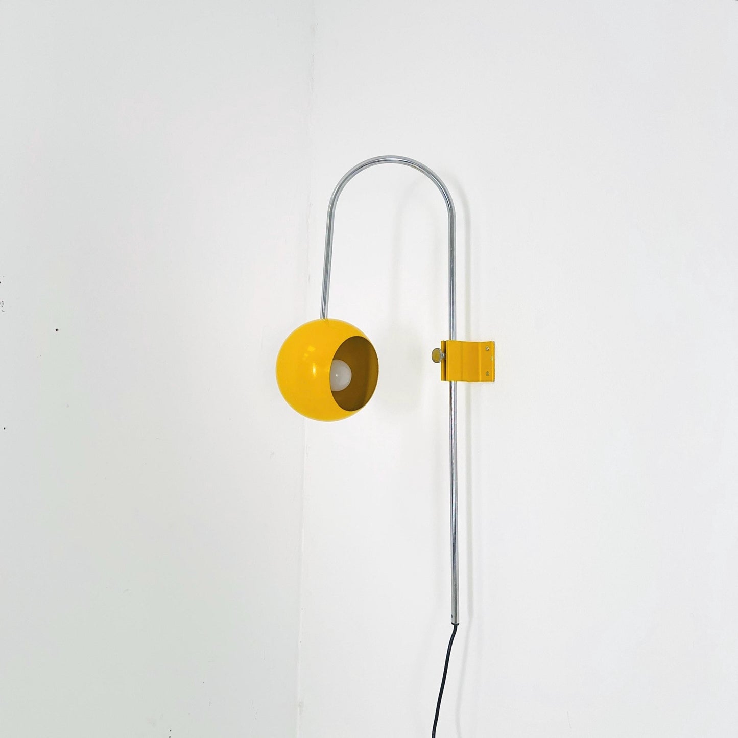 Space age Adjustable Wall Lamp by Kontakt-Werkstätten, Yellow Mid-Century Modern Light ,1970s