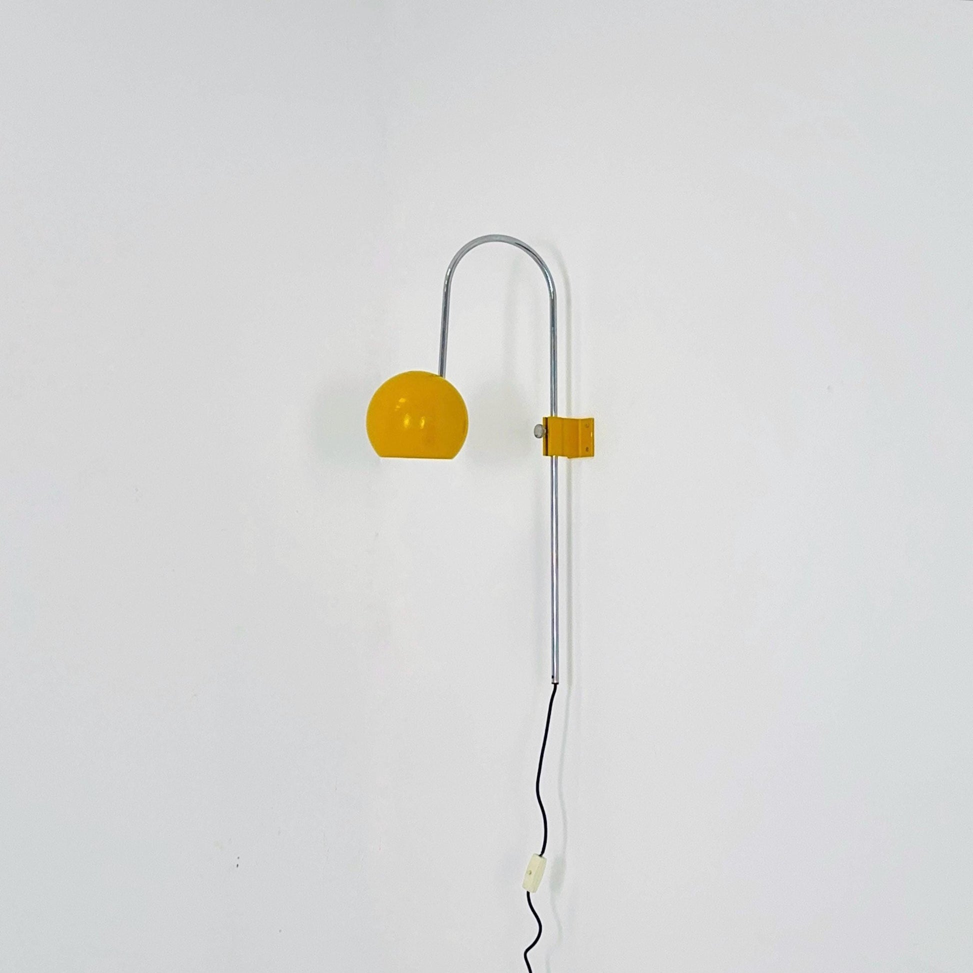 Space age Adjustable Wall Lamp by Kontakt-Werkstätten, Yellow Mid-Century Modern Light ,1970s