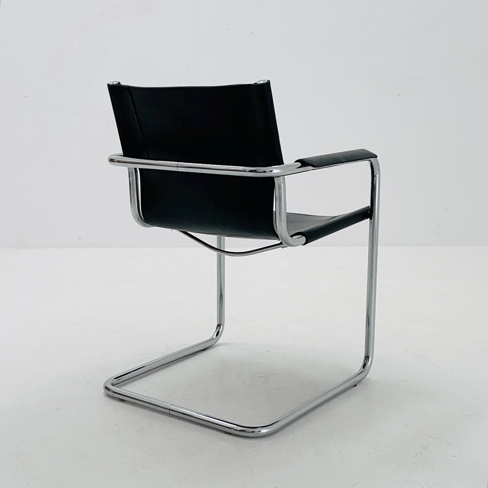 Mid century armchair by Matteo Grassi Model visitor black leather Italy 1980s