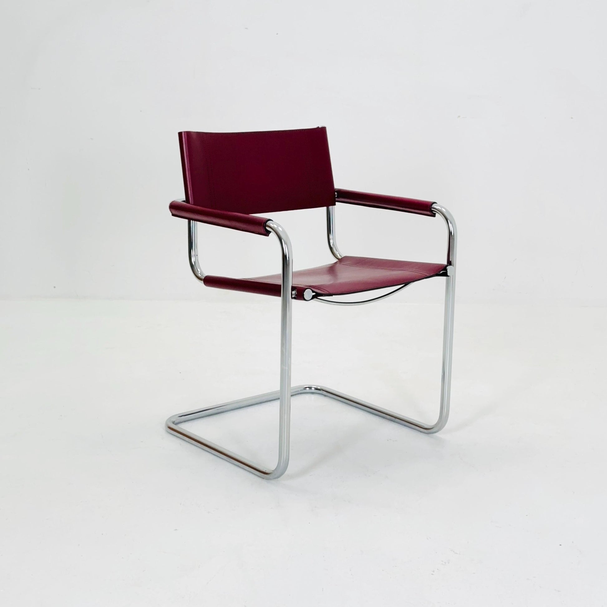 Mid century wine red Model MG5 Centro Studi wine red chair by Mart Stam & Marcel Breuer , 1970s