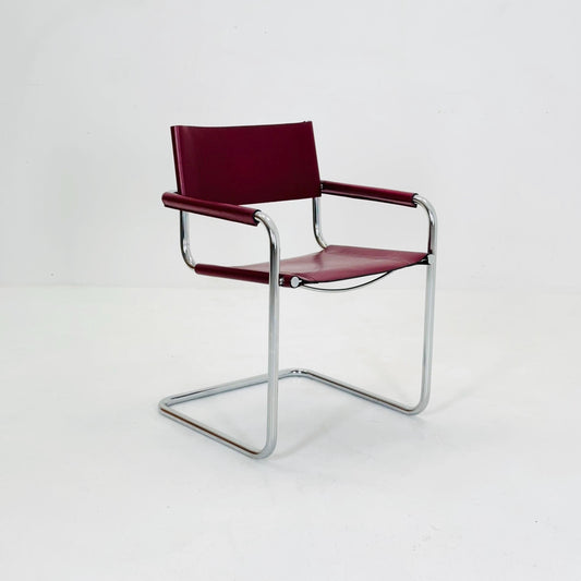 Mid century wine red Model MG5 Centro Studi wine red chair by Mart Stam & Marcel Breuer , 1970s