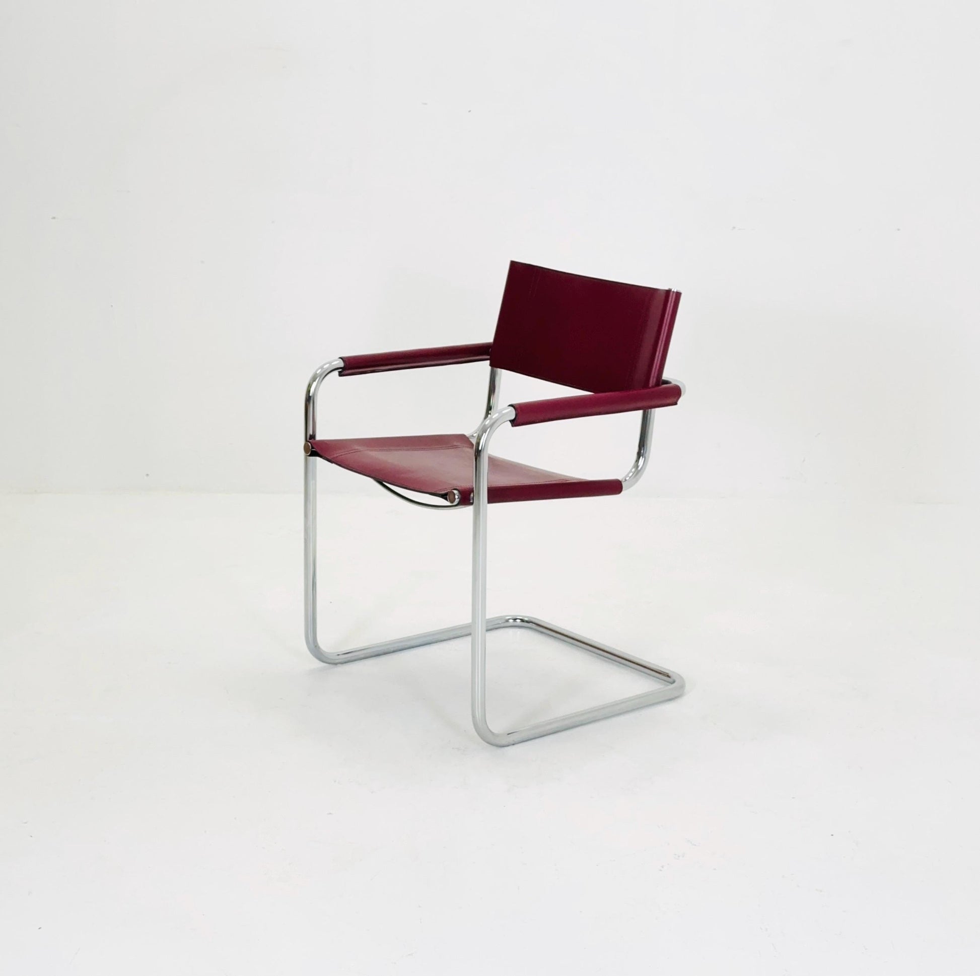 Set of 2 Mid century wine red Model MG5 Centro Studi armchairs by Mart Stam & Marcel Breuer , 1970s