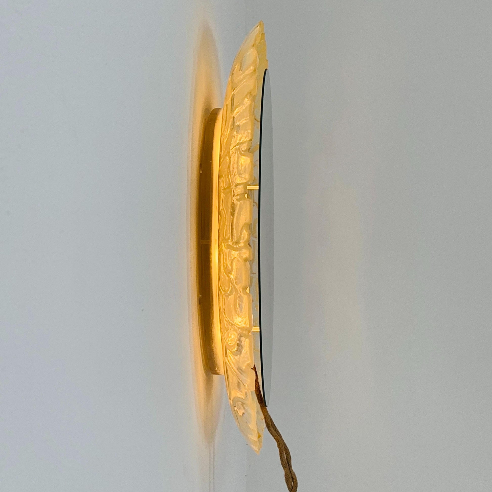 Mid-Century baklite ice glass Oval large mirror by Em Germany 1960s