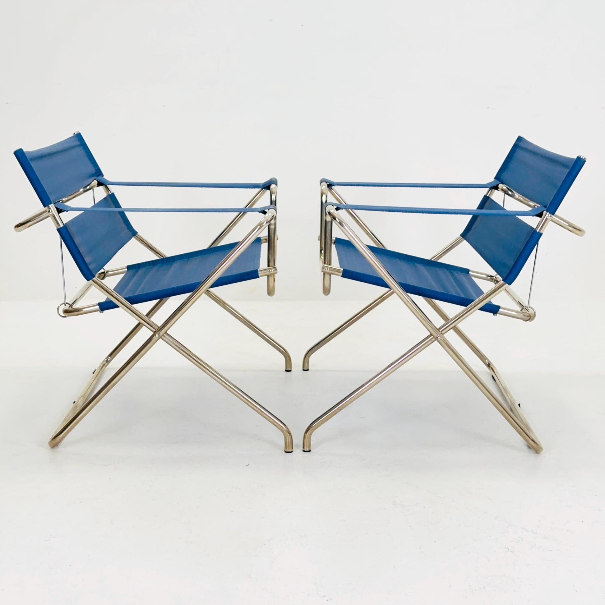 1 of 2 Mid century Folding Bauhaus D4 Fabric armchair by Marcel Breuer for Tecta Germany , 1980s
