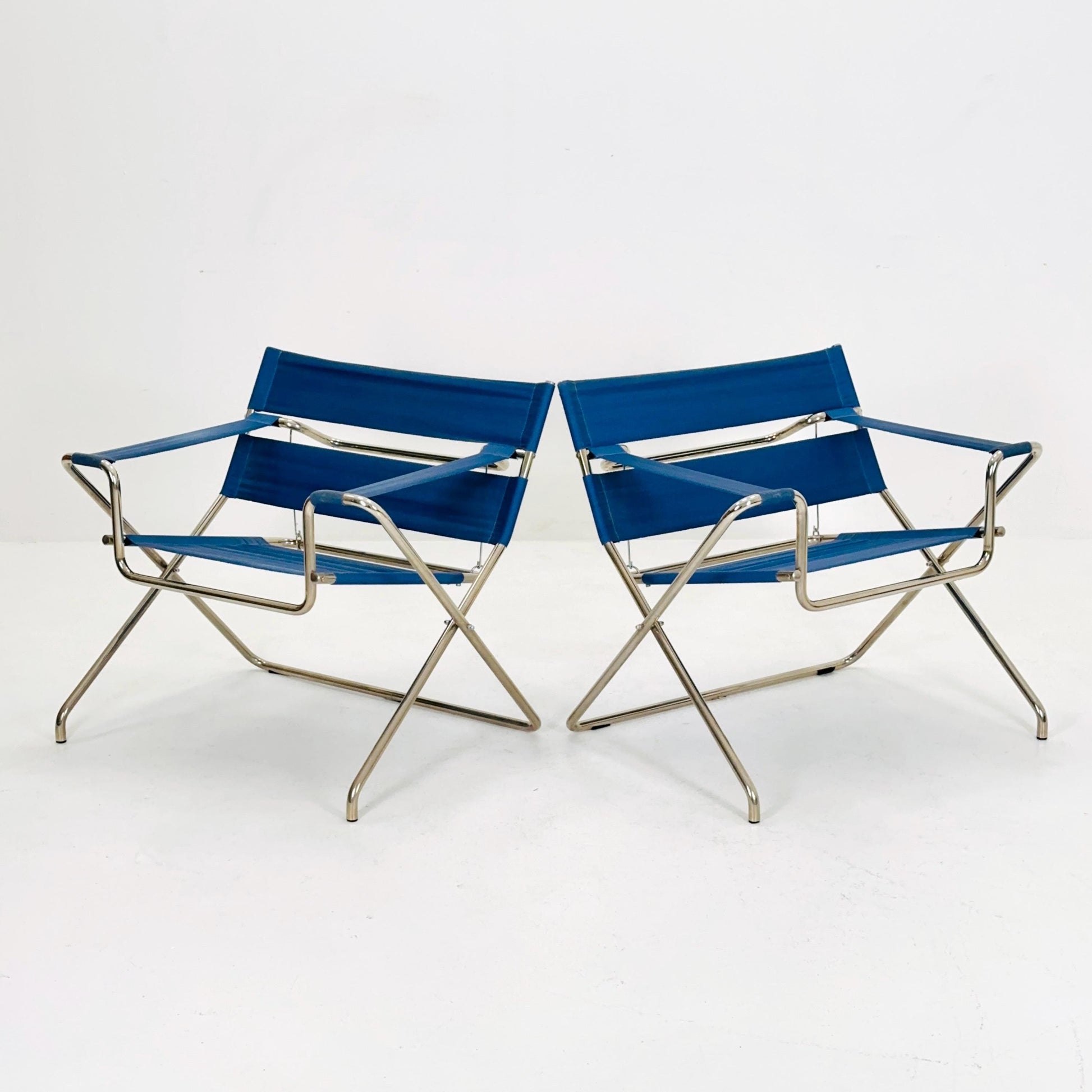 1 of 2 Mid century Folding Bauhaus D4 Fabric armchair by Marcel Breuer for Tecta Germany , 1980s